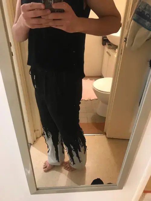 Patchwork jeans with elastic