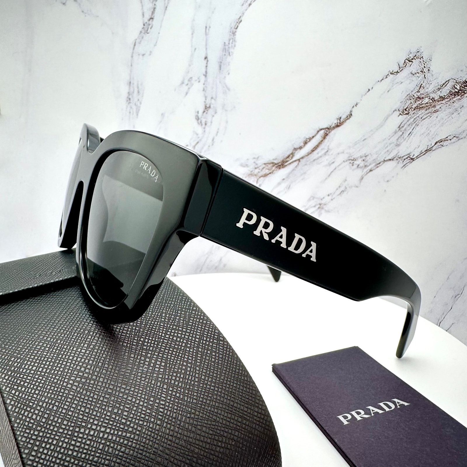 Prada New PRADA Sunglasses Black Square Acetate Grey Lens Size ONE SIZE - 2 Thumbnail