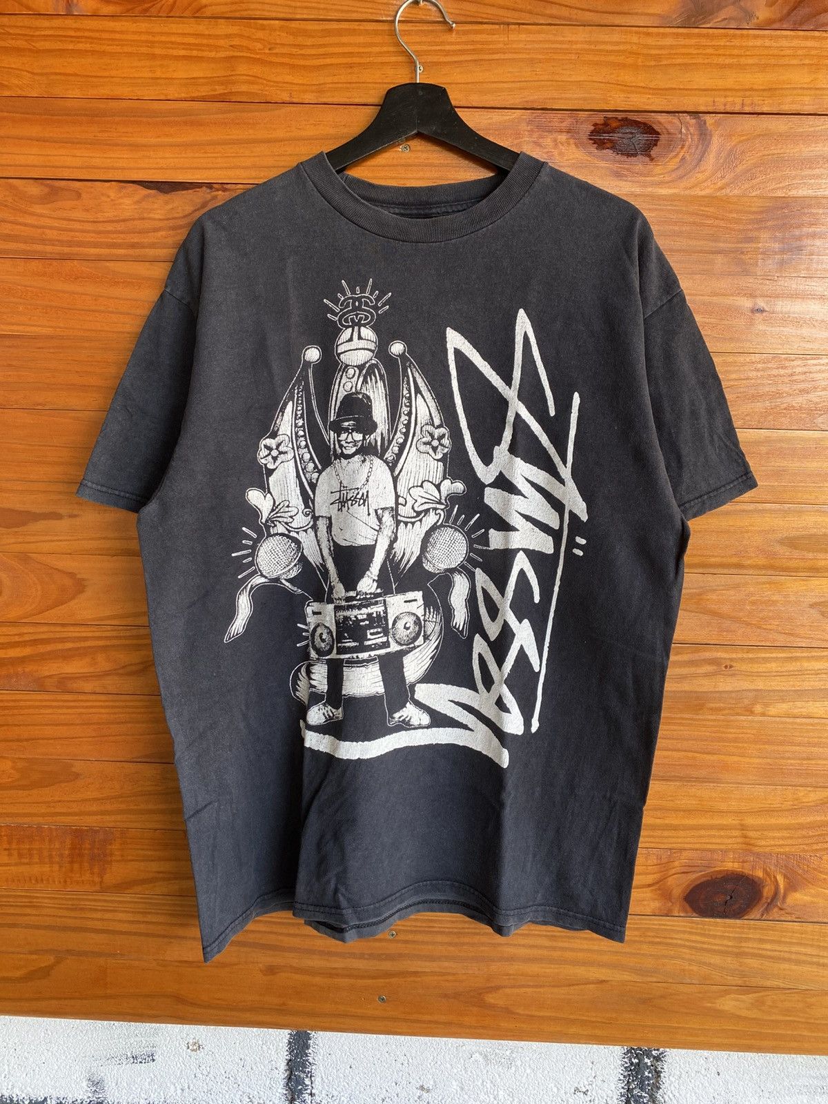 Stussy Vintage Late 90s Stüssy Hip-Hop Graphic T-Shirt Faded Black Size US L / EU 52-54 / 3 - 5 Thumbnail