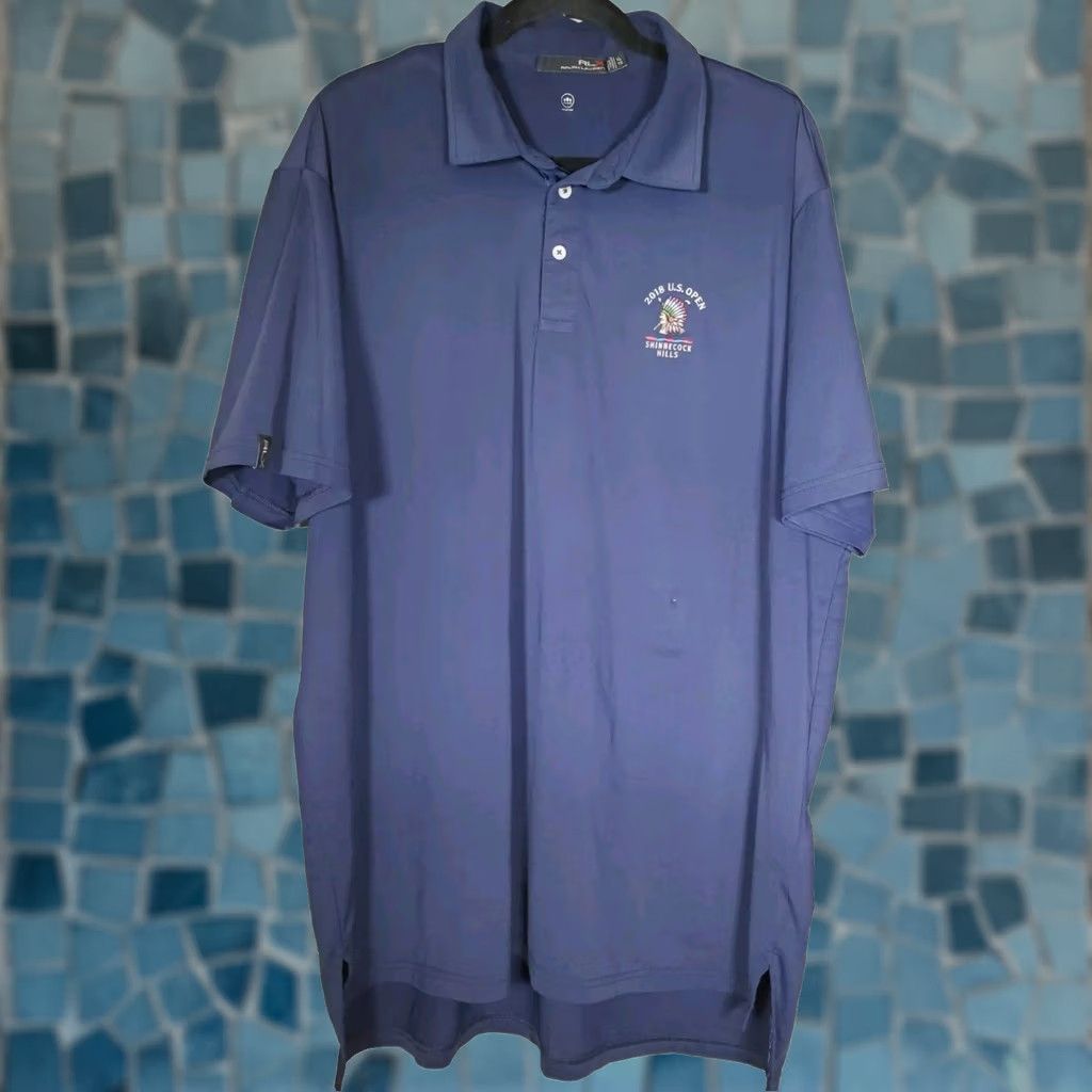 RLX Ralph Lauren Ralph Lauren RLX Golf Polo Shirt Navy Blue 2018 US Open Shinnecock Hills Men XL Size US XL / EU 56 / 4 - 1 Thumbnail
