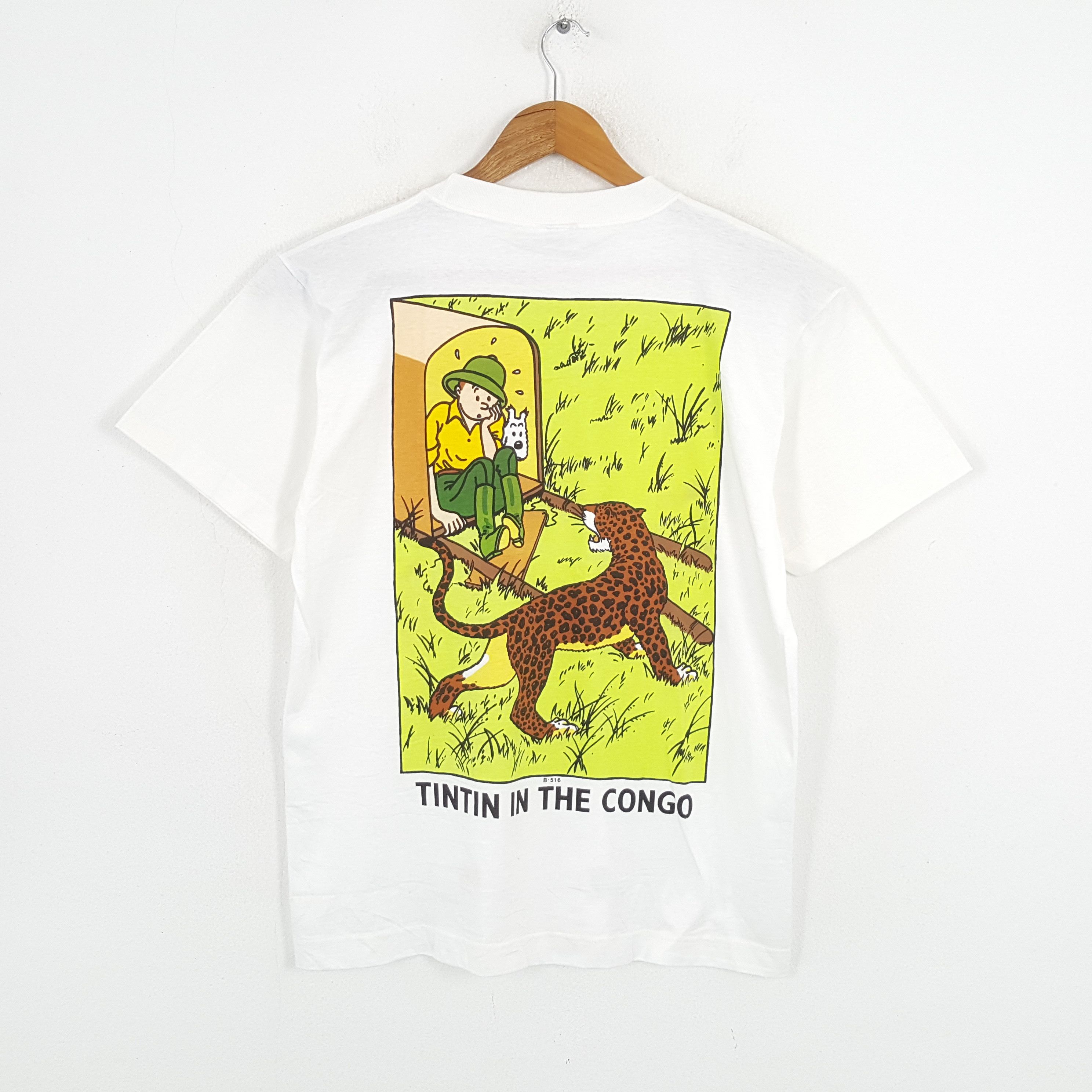 Vintage Vintage TINTIN IN THE CONGO American Cartoon Movie T-Shirt Size US L / EU 52-54 / 3 - 1 Thumbnail
