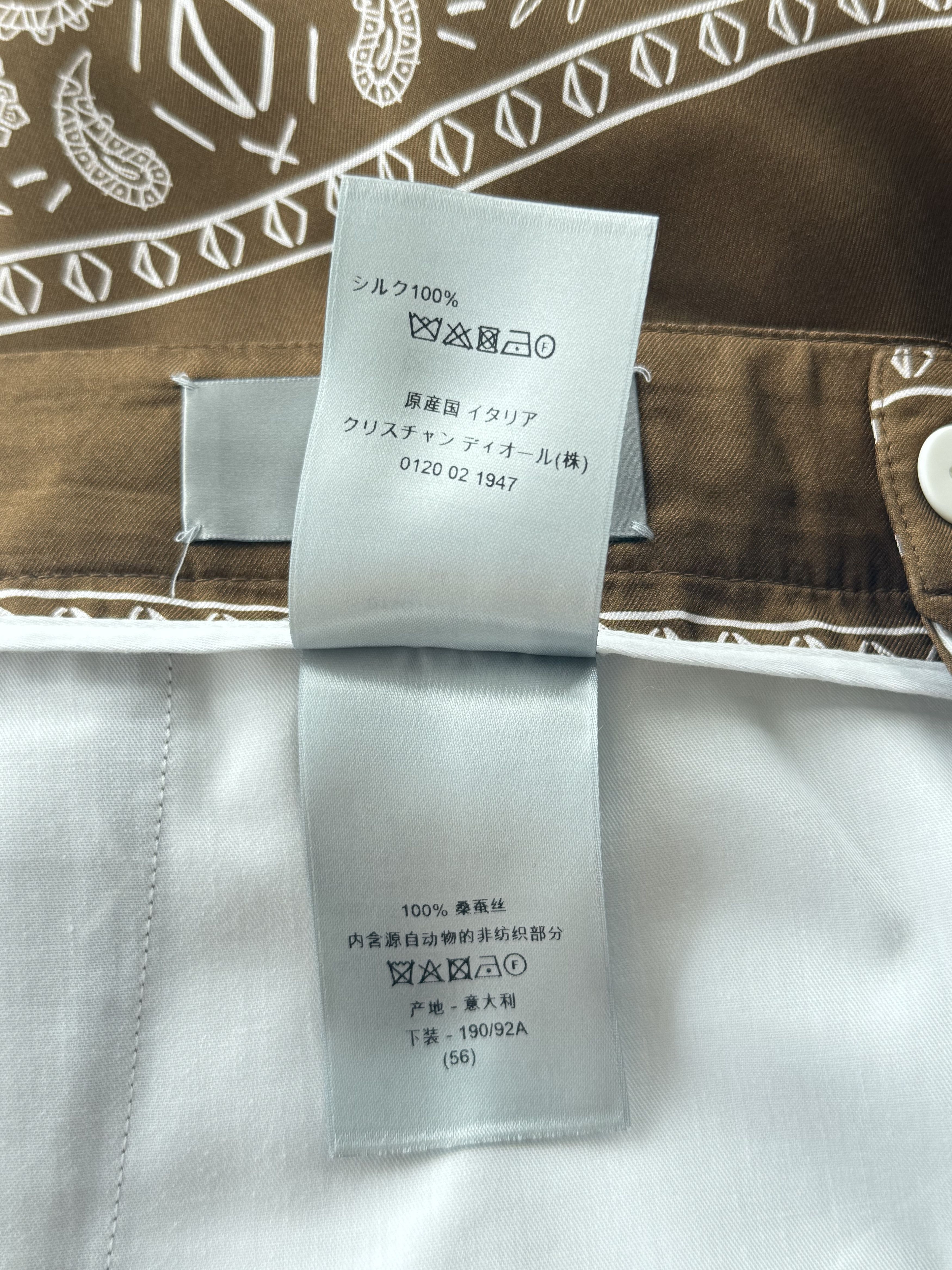 Dior Cactus Jack Brown & White Diamond Bandana Print Silk Shorts Size US 40 / EU 56 - 4 Thumbnail