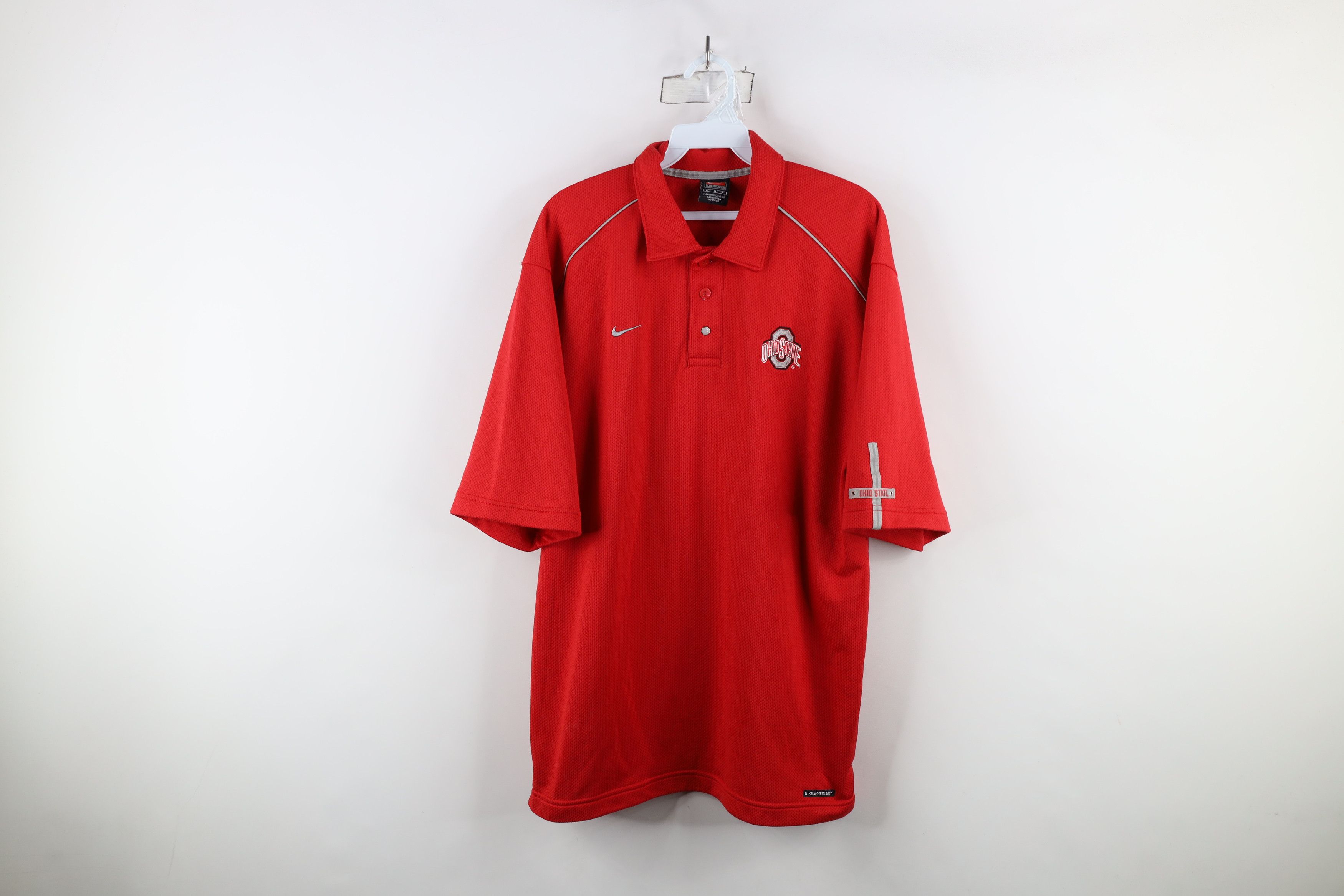 Nike × Vintage Vintage Nike Swoosh Ohio State University Thermal Knit Polo Size US M / EU 48-50 / 2 - 1 Thumbnail