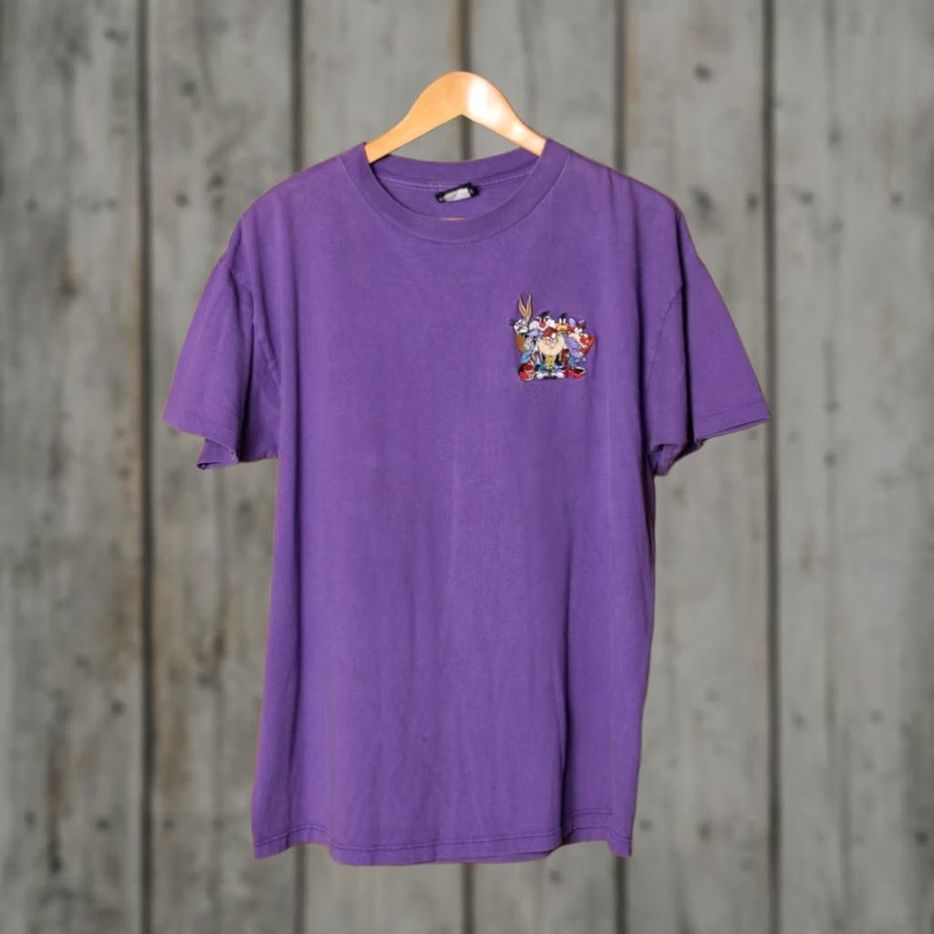 Vintage Vintage Garment Graphics Embroidered Looney Tunes T-Shirt XL Purple Crew Neck Short Sleeve Mens 1980s 90s Decade Lounge Graphic Tee Size US XL / EU 56 / 4 - 1 Thumbnail