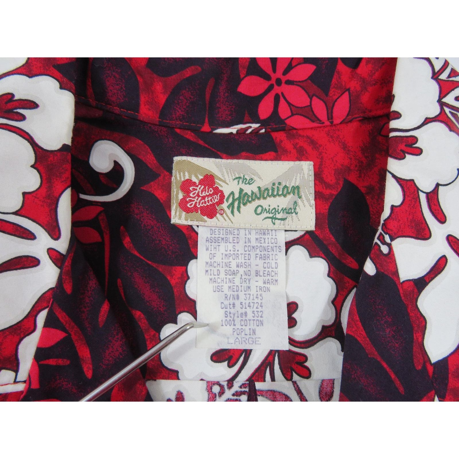 Hilo Hattie Hilo Hattie Hawaiian Shirt, Red White Black Cotton L 1990s Size US L / EU 52-54 / 3 - 3 Thumbnail