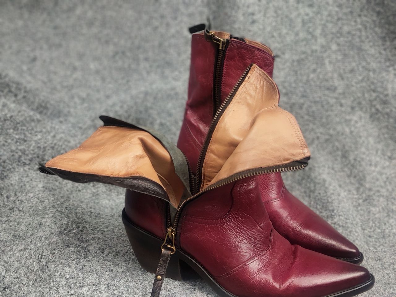 A.S.98 A.S.98 Design Charlie Red Leather Zip Ankle Western Boots Size US 9 / IT 39 - 20 Thumbnail