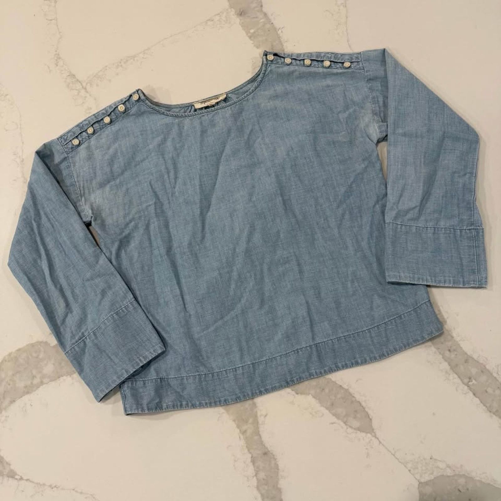 Madewell Madewell Convertible ColdShoulder Chambray Blouse Womens XXS Size XXS / US 00 / IT 34 - 1 Thumbnail