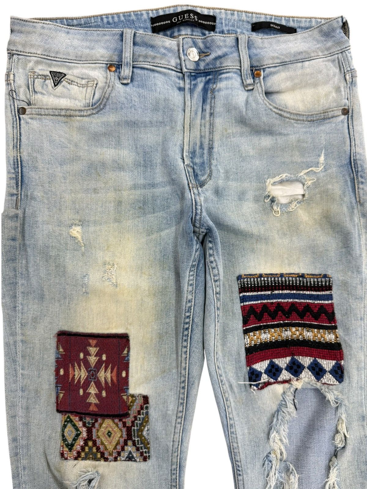 Guess Vintage Guess Patchwork Destressed Jeans Size US 34 / EU 50 - 3 Thumbnail