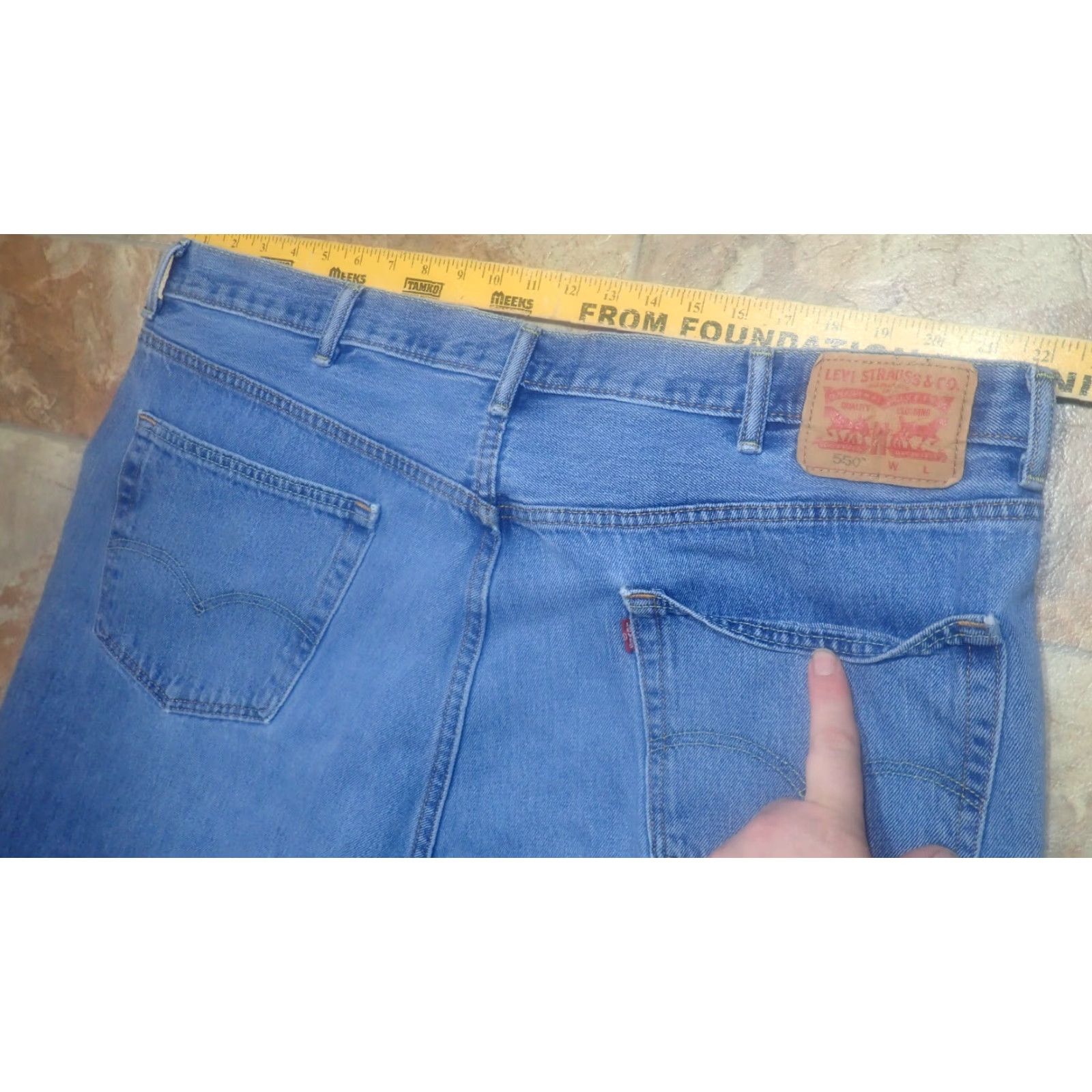 Levi's VINTAGE Levi's Men's 550 Relaxed Straight Jeans Big & Tall Waist 44 Inseam 30 Dark Blue Whisker Fade 90s Size US 44 / EU 60 - 6 Thumbnail