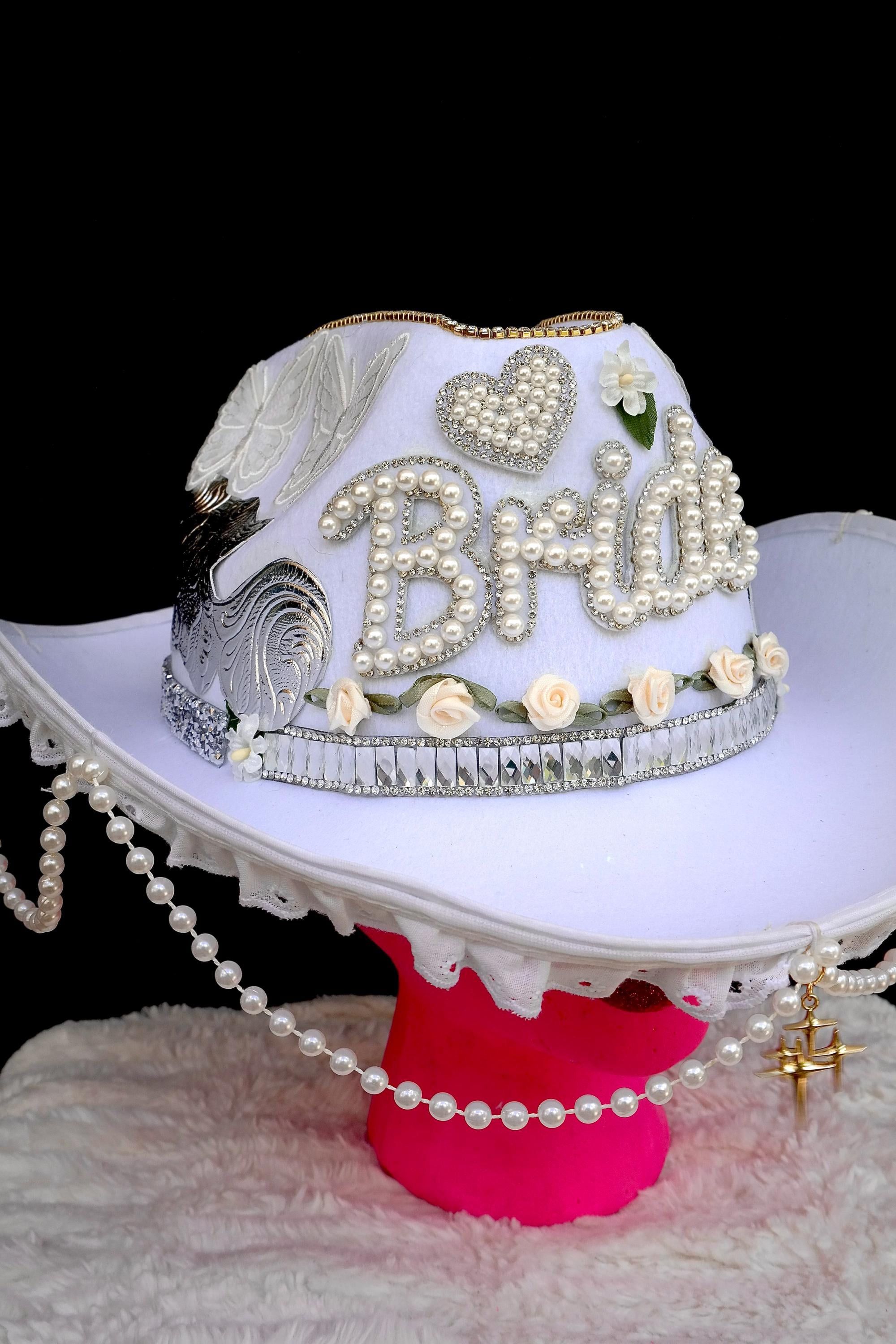 Handmade Pearl Bride Cowgirl Hat Size ONE SIZE - 1 Thumbnail
