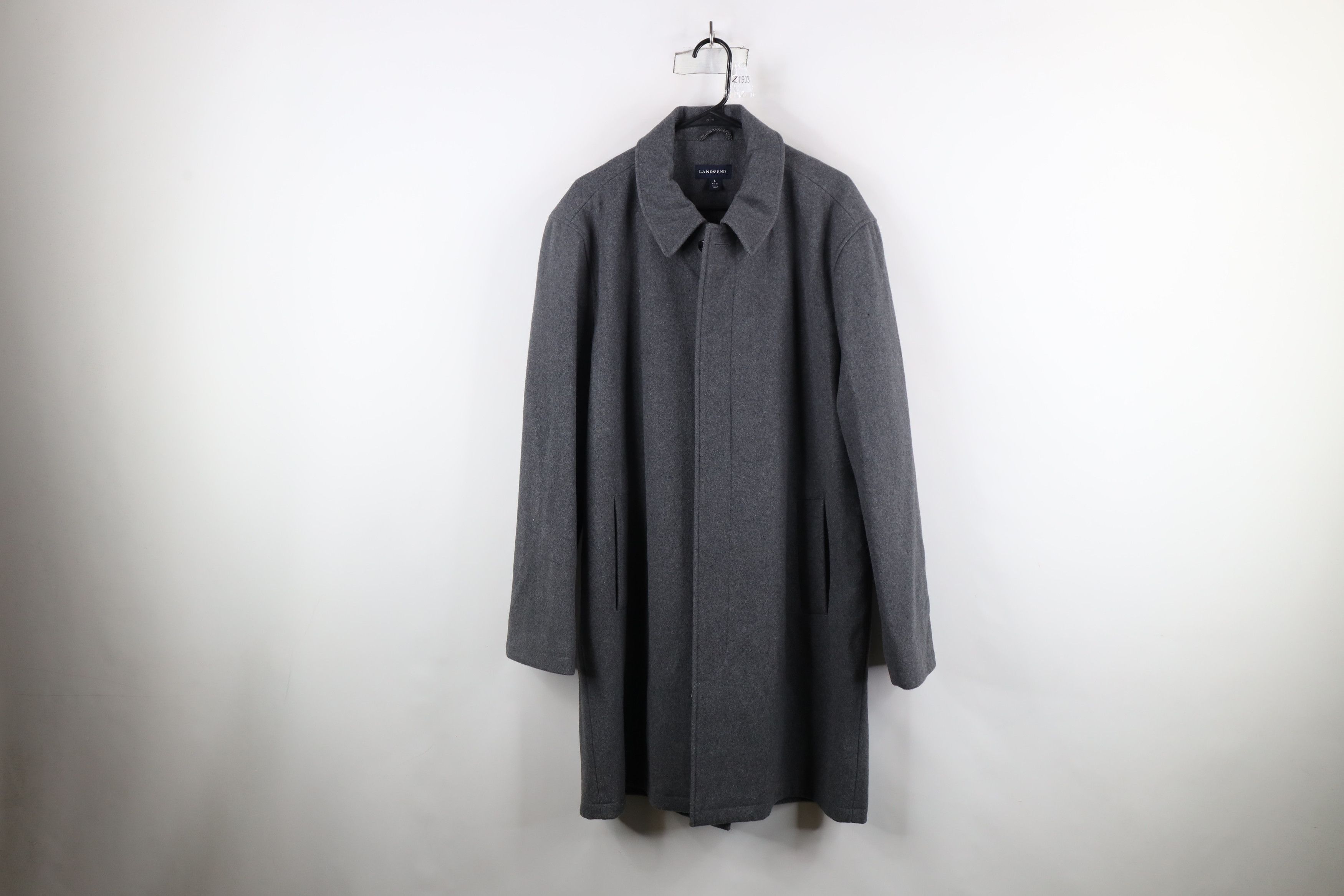 Lands' End × Vintage Lands End Full Length Collared Overcoat Jacket Heather Gray Size US L / EU 52-54 / 3 - 1 Thumbnail