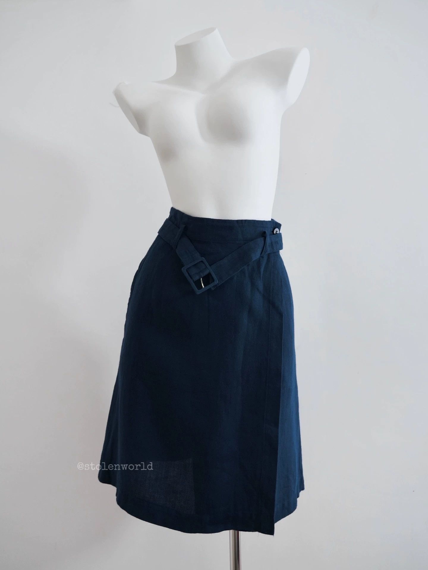 Comme des Garcons CDG 90s Tricot Deep Blue Linen Wrap Skirt S Size 26" / US 2 / IT 38 - 7 Thumbnail