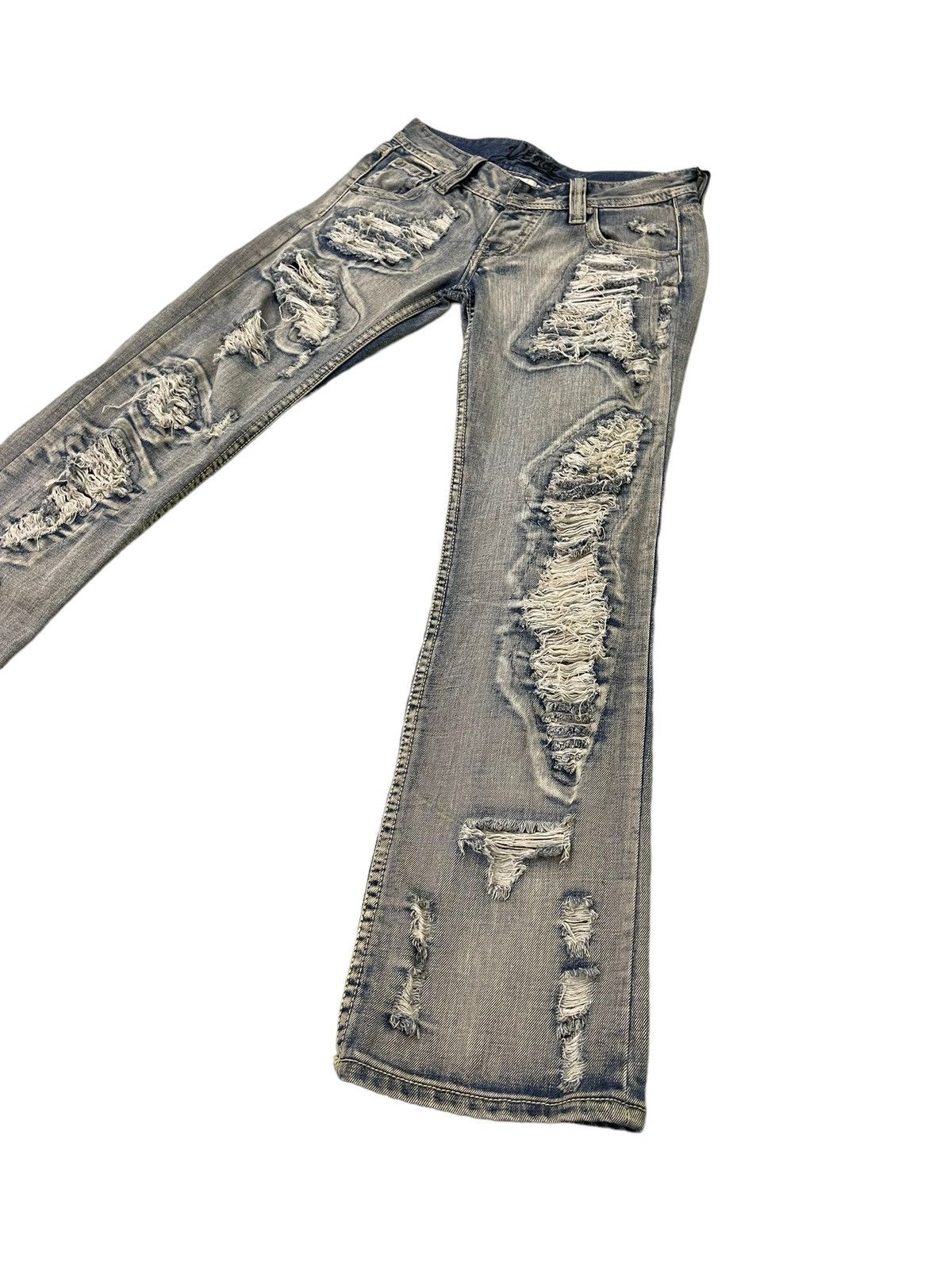 Japanese Brand Damage Jeans Vence Faded Distress Low Rise Slim 8🟦1 Size US 29 - 3 Thumbnail