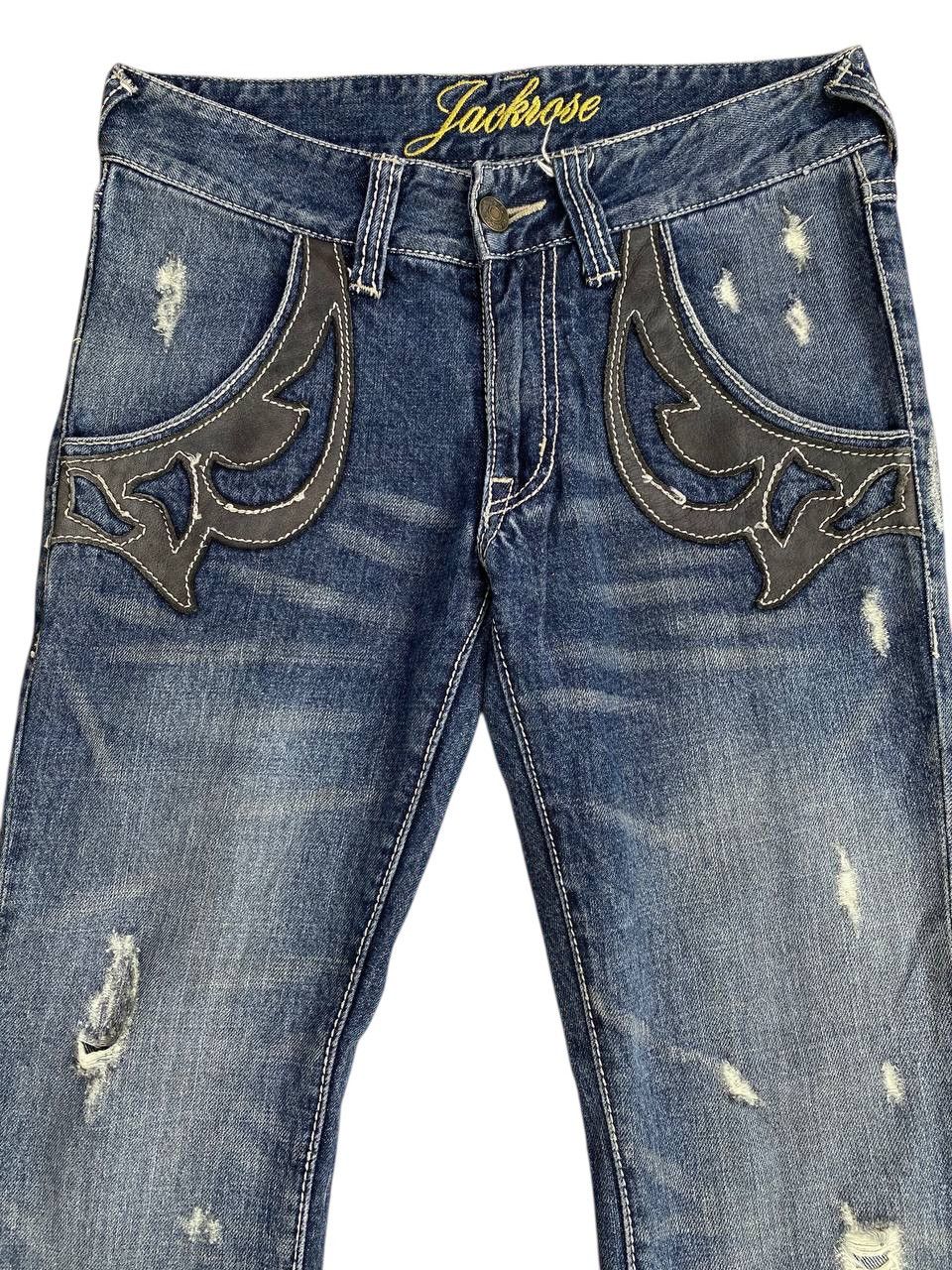 JACKROSE 2000’s Y2K Jackrose Distressed Repaired Flared Denim Size US 30 / EU 46 - 3 Thumbnail