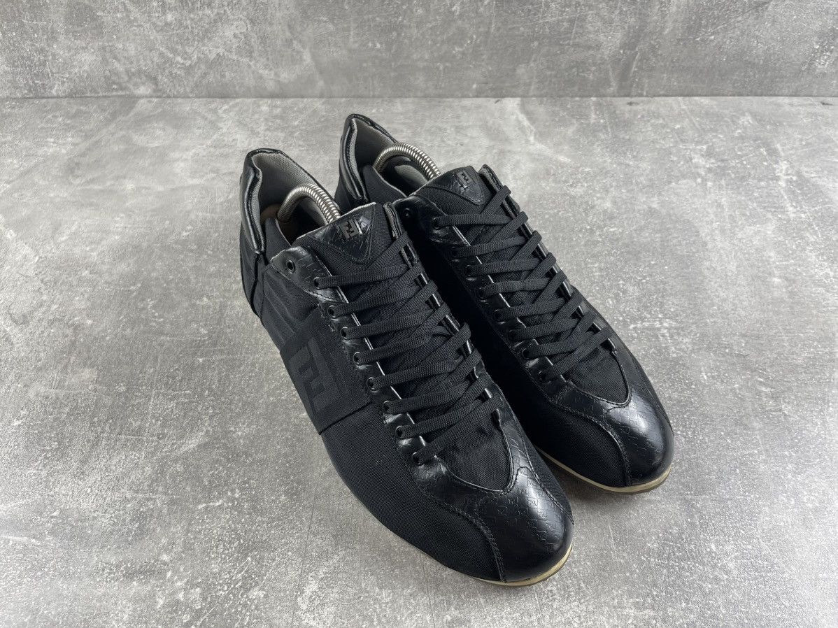 Fendi Fendi Vintage 90s Zucca Nylon Leather Black Low Top Sneakers Size US 11 / EU 44 - 3 Thumbnail