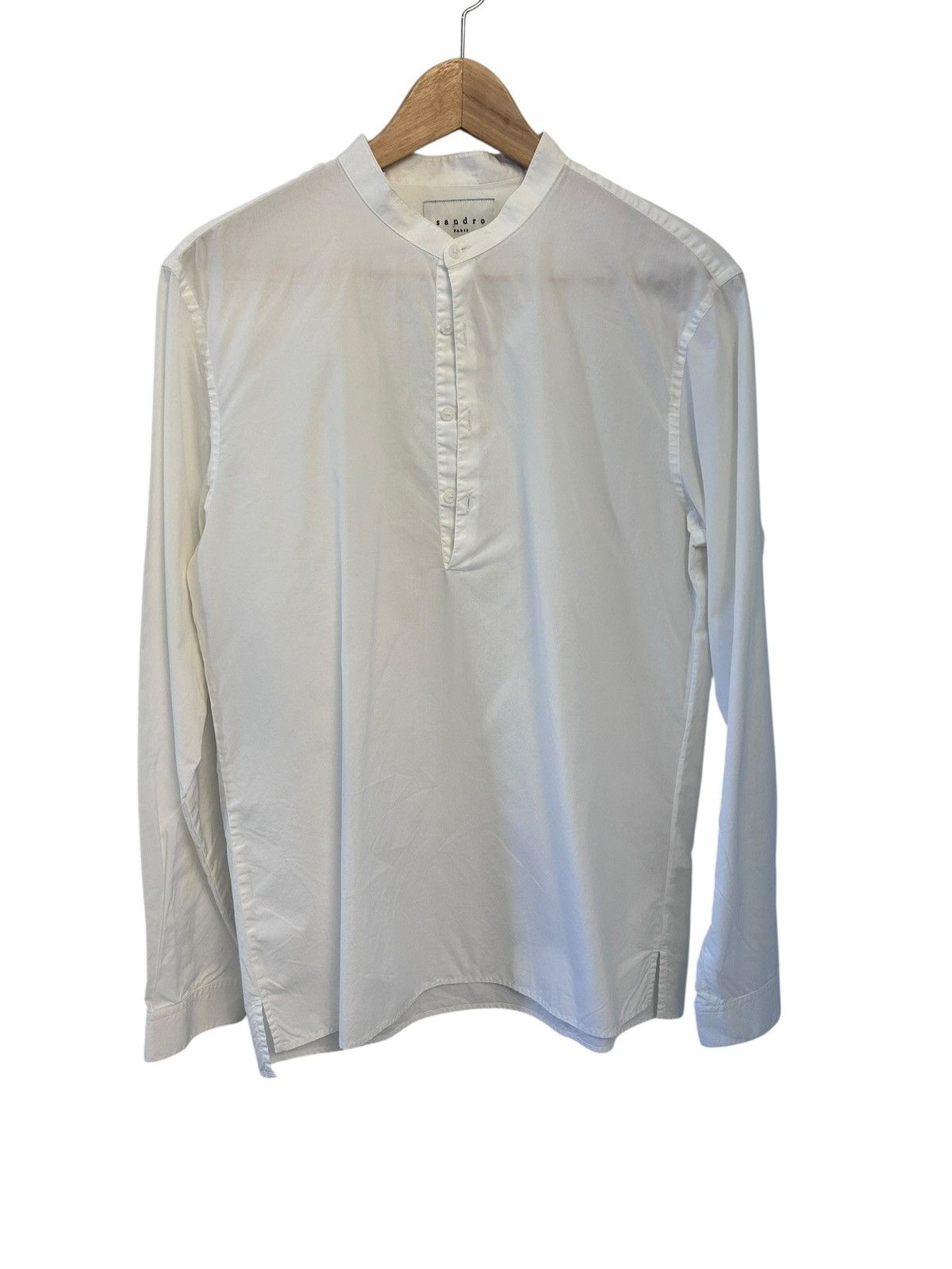 Sandro Collarless Long Sleeve Shirt 100% COTTON M Size US M / EU 48-50 / 2 - 1 Thumbnail