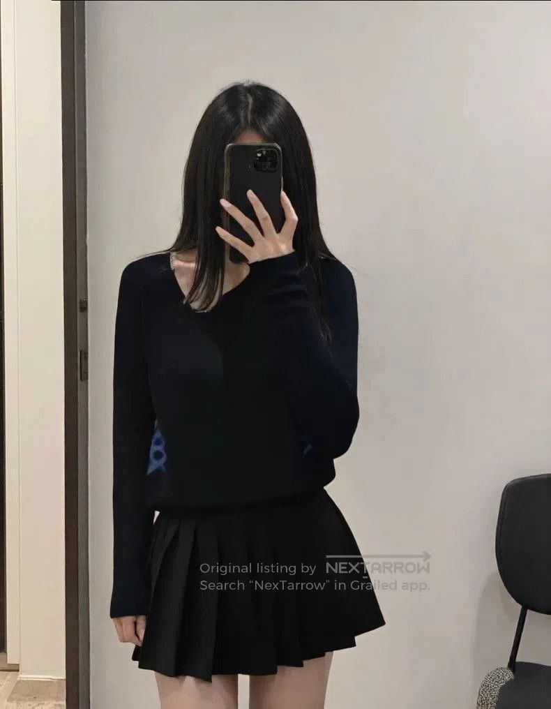Burberry navy blue checkered knit sweater by Burberry. Size US S / EU 44-46 / 1 - 5 Thumbnail