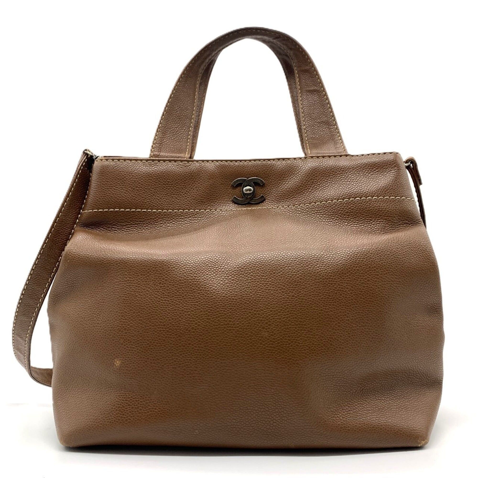 Chanel Chanel Caviar Skin 2-Way Shoulder Handbag Turnlock Brown CHANEL Size ONE SIZE - 1 Thumbnail