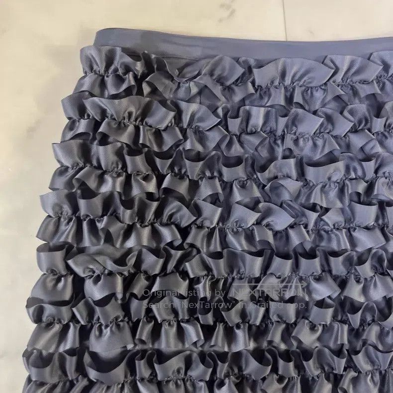 Comme des Garcons Comme des Garcons Size M Gray Blue 3D Pleated Satin Skirt Size 23" - 2 Thumbnail