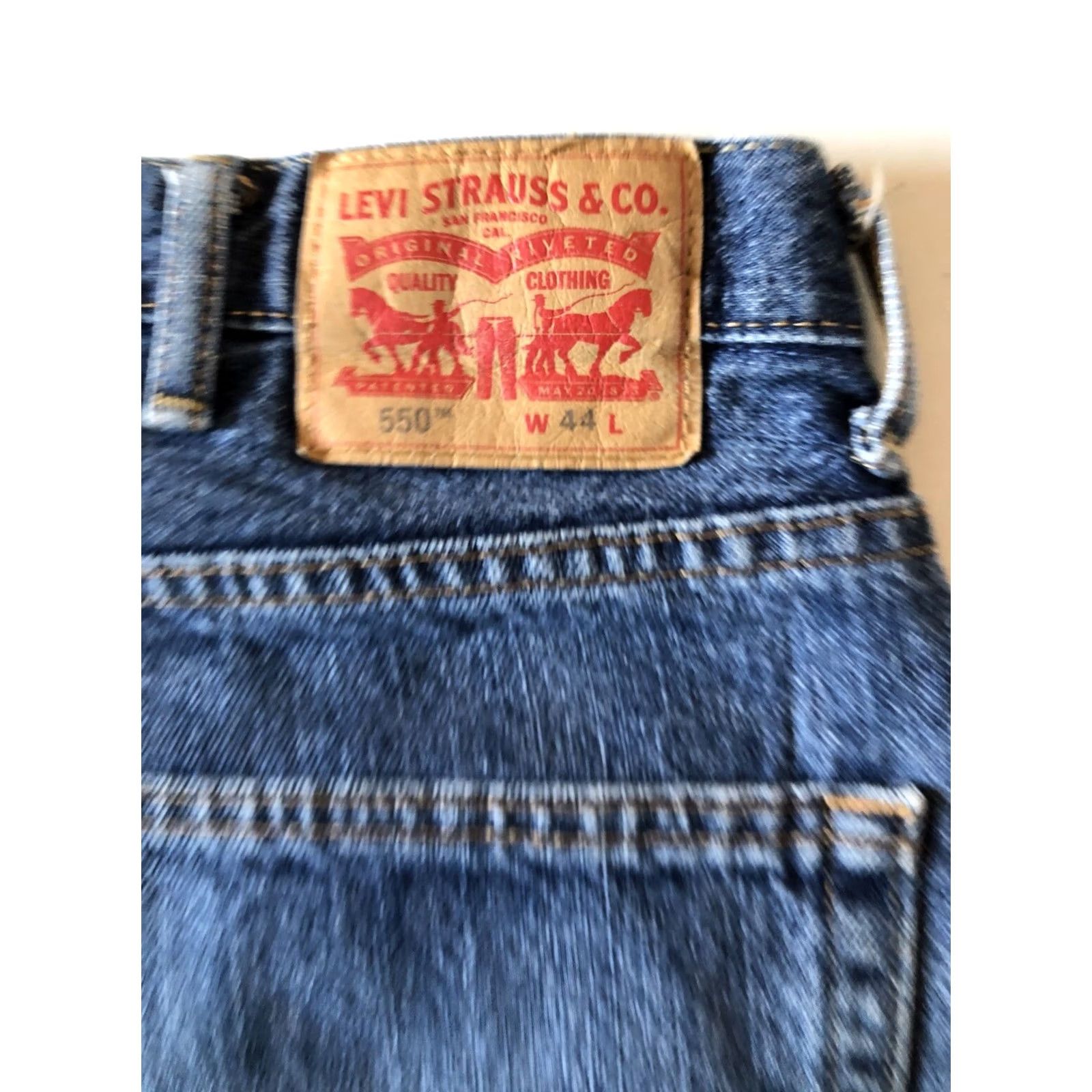 Levi's VINTAGE Levi’s 550 Denim Shorts Mens 42 Bermuda 10” Rise Blue 5-Pocket Logo Button Zipper Relaxed Regular Denim Shorts Mens Blue Size US 42 / EU 58 - 2 Thumbnail