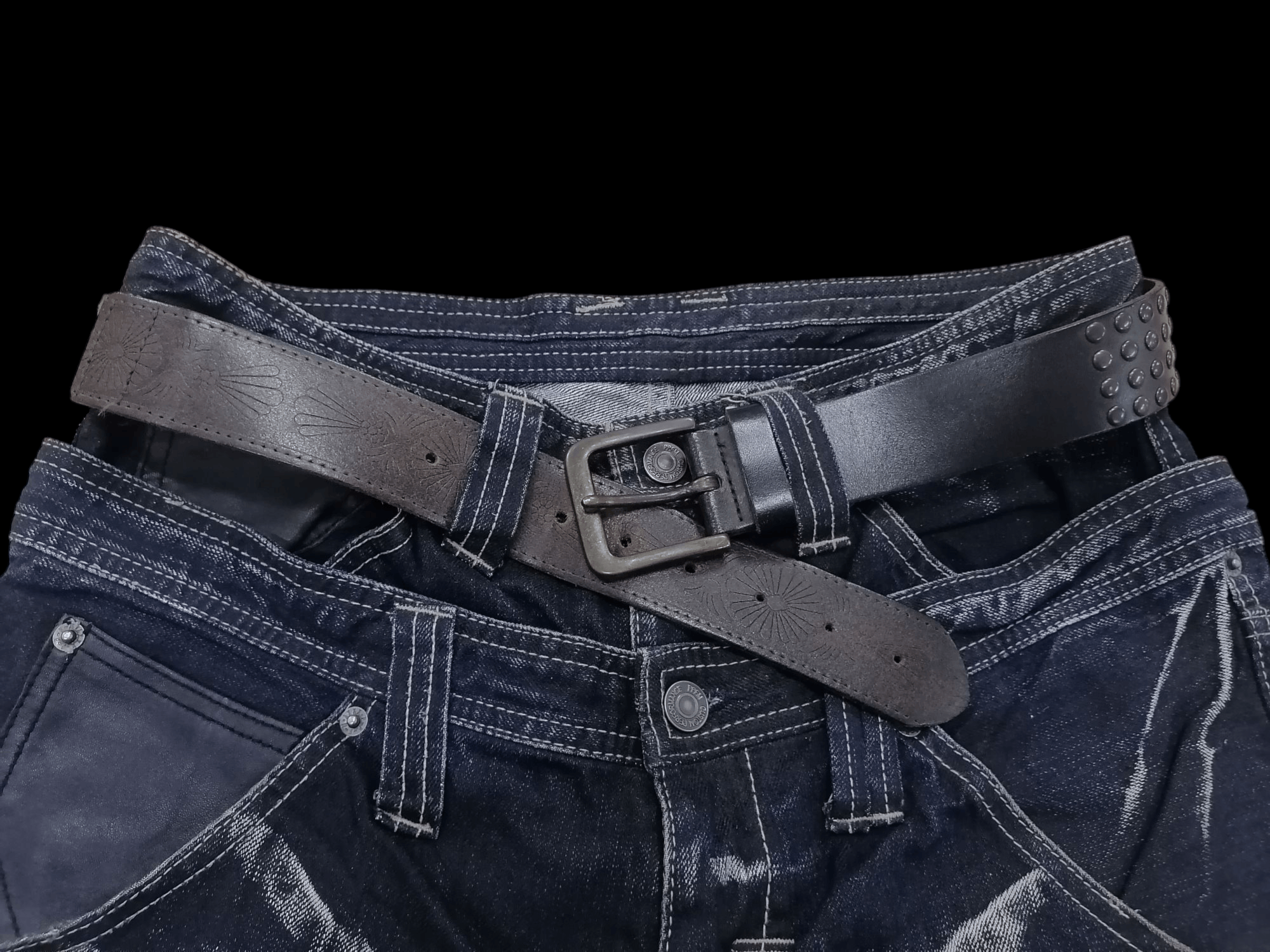 Designer × Genuine Leather × Vintage Uk Genuine Leather Studded Belts Size ONE SIZE - 1 Thumbnail