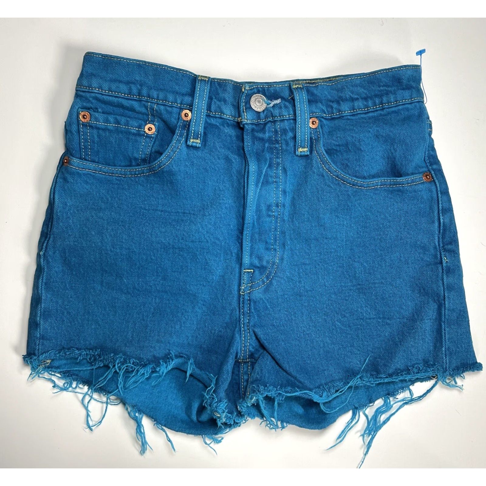 Levi's Levi's 501 High Rise Denim Shorts in Tango Blue, 25, Cutoff, Button Fly, Fringe, Distressed, Jeans Shorts, Women Size 42" / US 20 - 2 Thumbnail