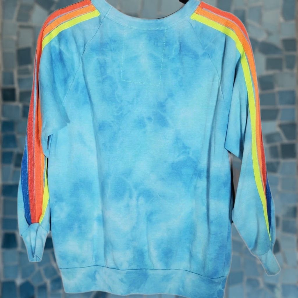 Aviator Nation Aviator Nation Bolt Sweatshirt Crewneck Blue Tie Dye 5 Stripe Women's S Pullover Knit Raglan Sleeve Casual Size S / US 4 / IT 40 - 1 Thumbnail