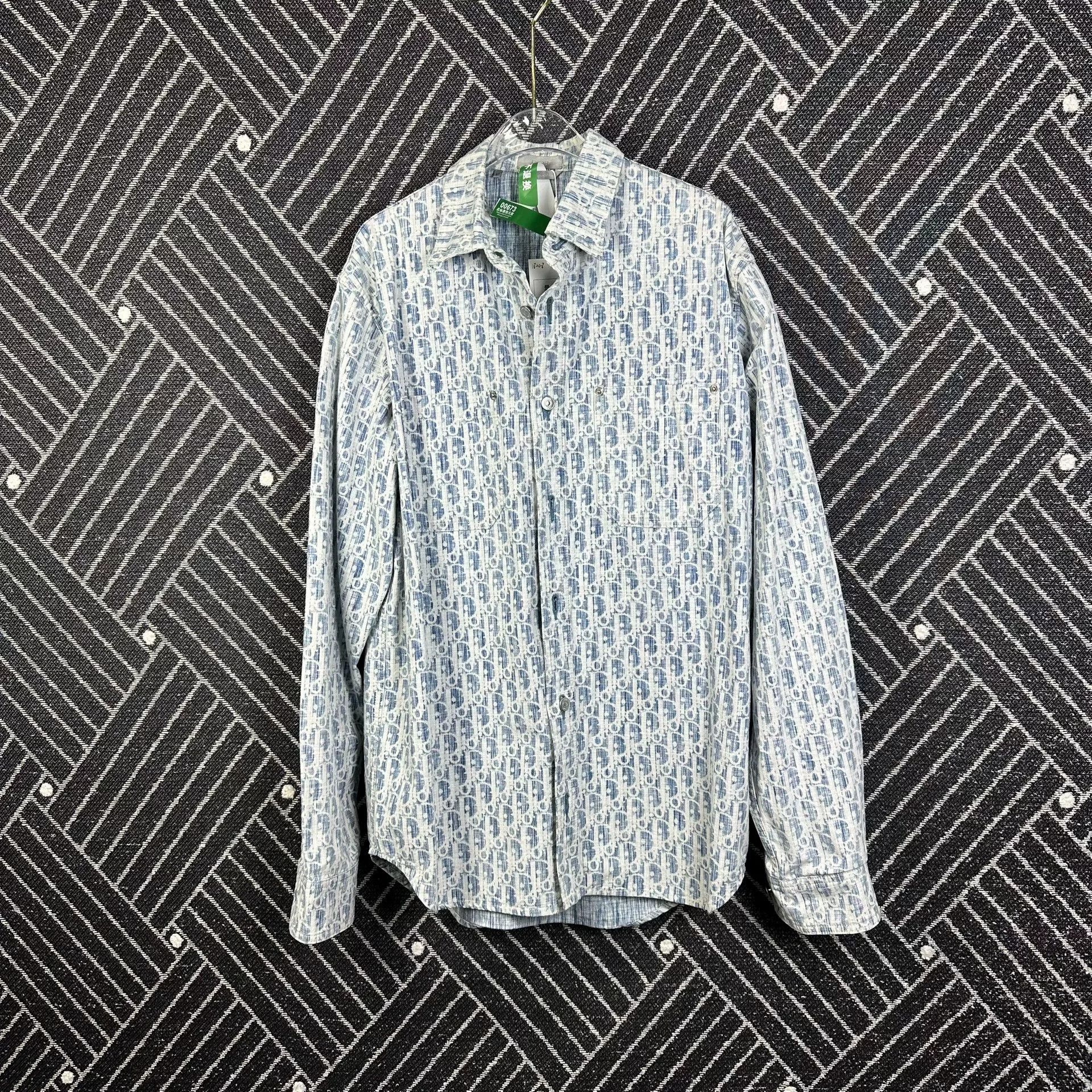 Dior Dior Blue White All-Over Print Shirt Size US M / EU 48-50 / 2 - 1 Thumbnail