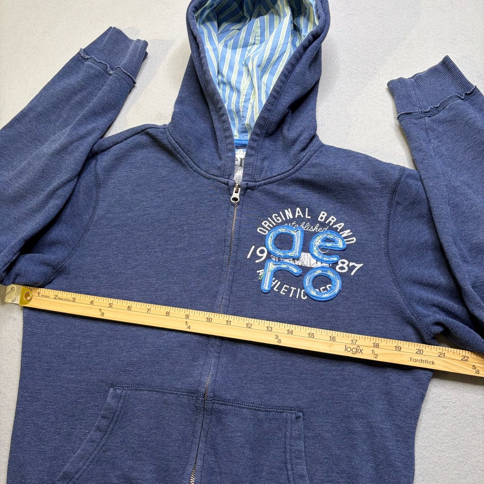 Aeropostale Aero Aeropostale Hoodie XL Blue Distressed Y2K Jacket Size XL / US 12-14 / IT 48-50 - 6 Thumbnail