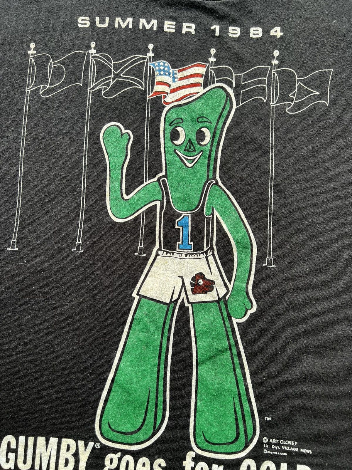 Vintage 1984 Gumby Goes For Gold Summer Olympics Vintage Tee Shirt Size US M / EU 48-50 / 2 - 4 Thumbnail