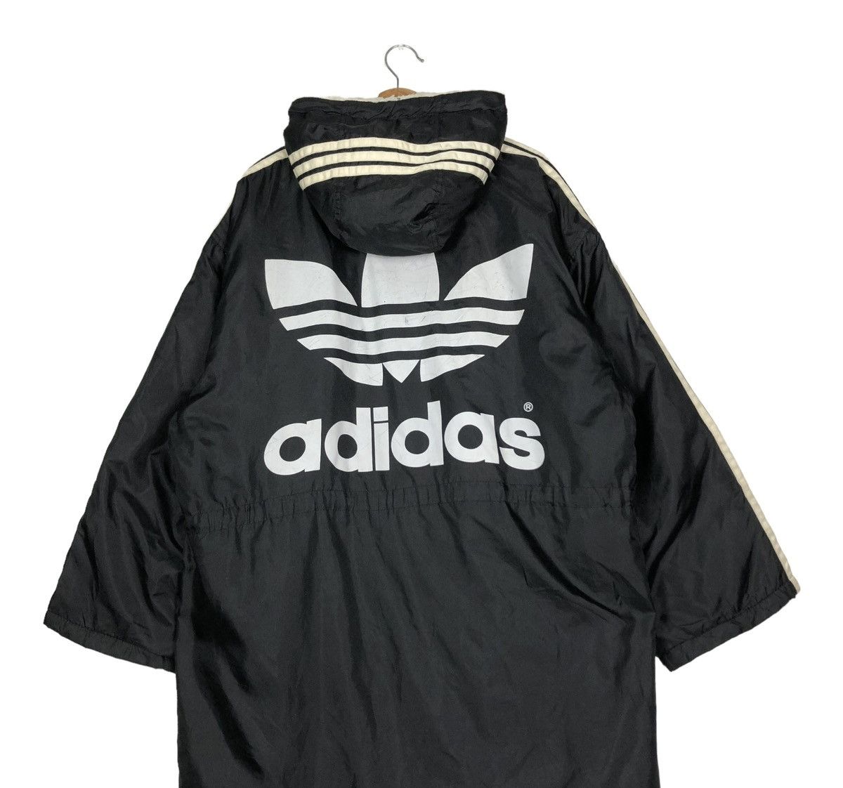 Adidas 🔥VINTAGE ADIDAS LONG JACKET BIG LOGO SHEARLING LINING Size US L / EU 52-54 / 3 - 2 Thumbnail