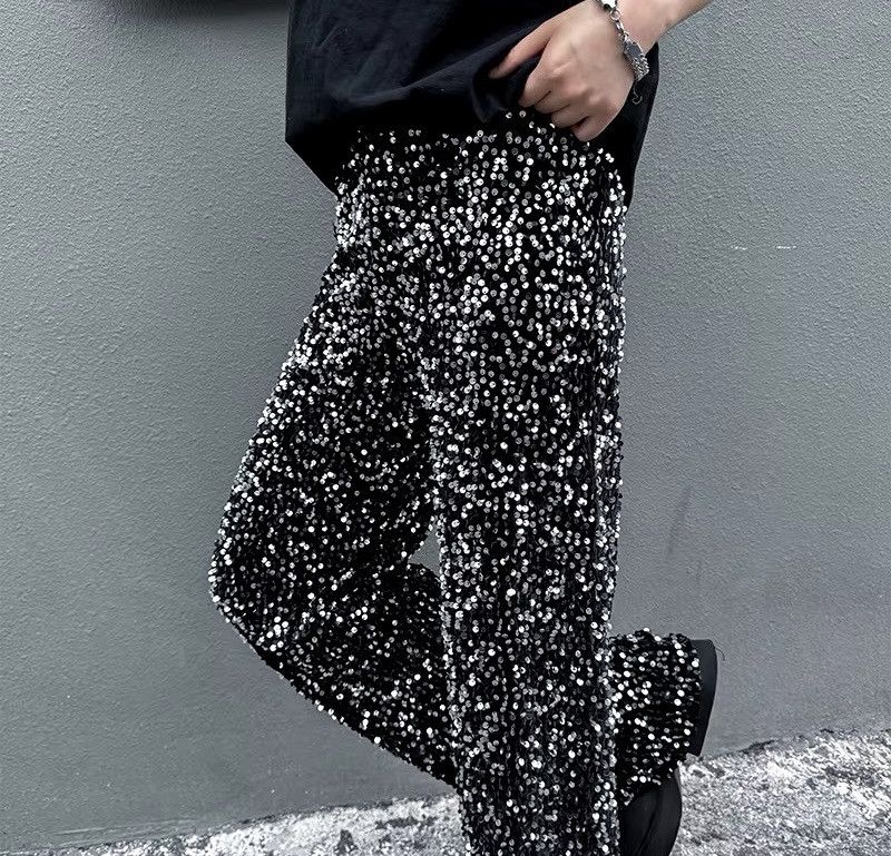 Other Wide Leg Pant Sequin Niche Design Bling Night Size US 33 - 3 Thumbnail