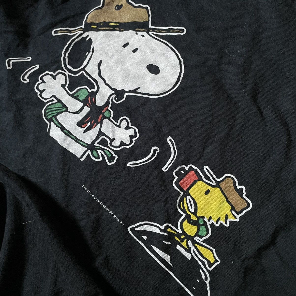 Peanuts Rare Snoopy PEANUTS 90s BLACK Single Stitch Size US XL / EU 56 / 4 - 2 Thumbnail