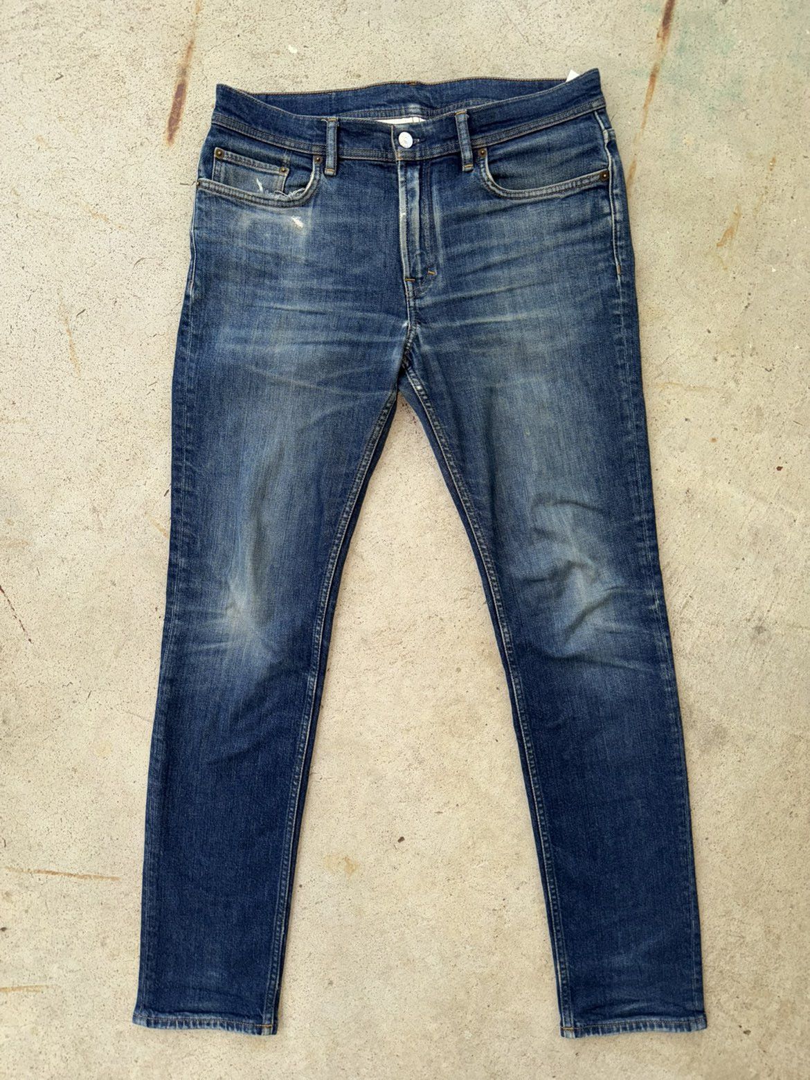 Acne Studios North Dark Blue Leather Patch Denim Jeans Size US 32 / EU 48 - 2 Thumbnail