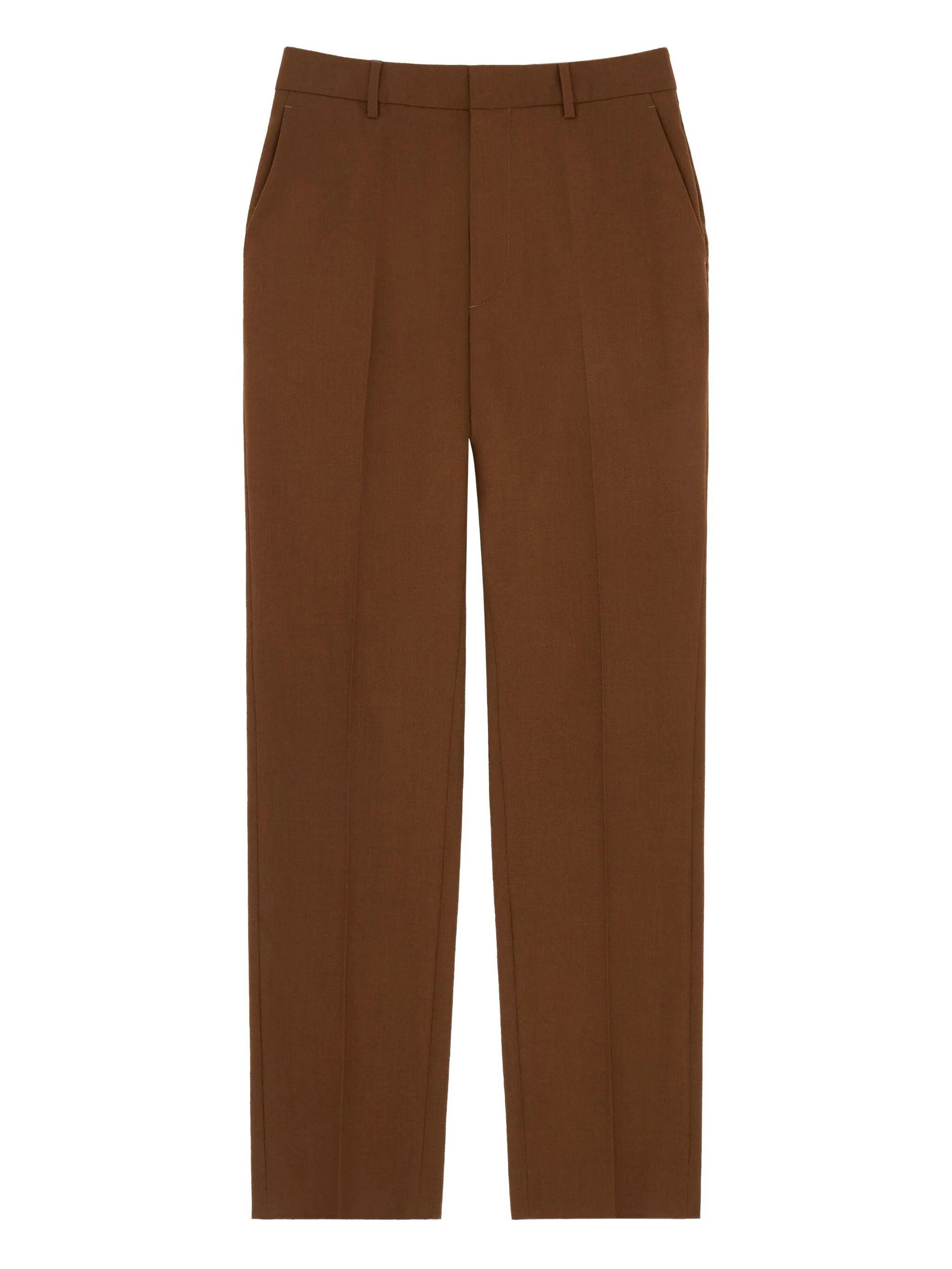 Maison Margiela oc11z0925 Creased Wool Trousers in Brown Size US 32 / EU 48 - 1 Thumbnail