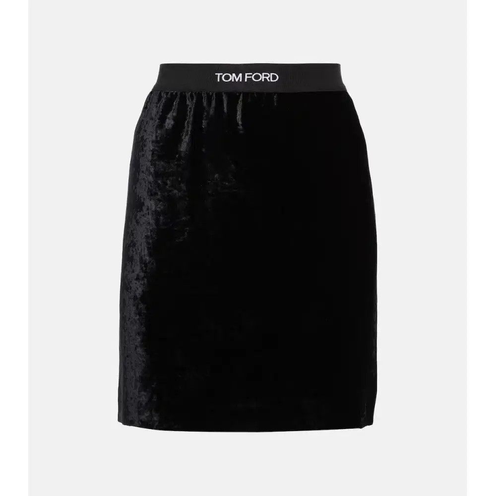 Tom Ford o1w1db10225 GC5647 Velvet Mini Skirt in Black Size 25" / US 0 / IT 36 - 1 Thumbnail