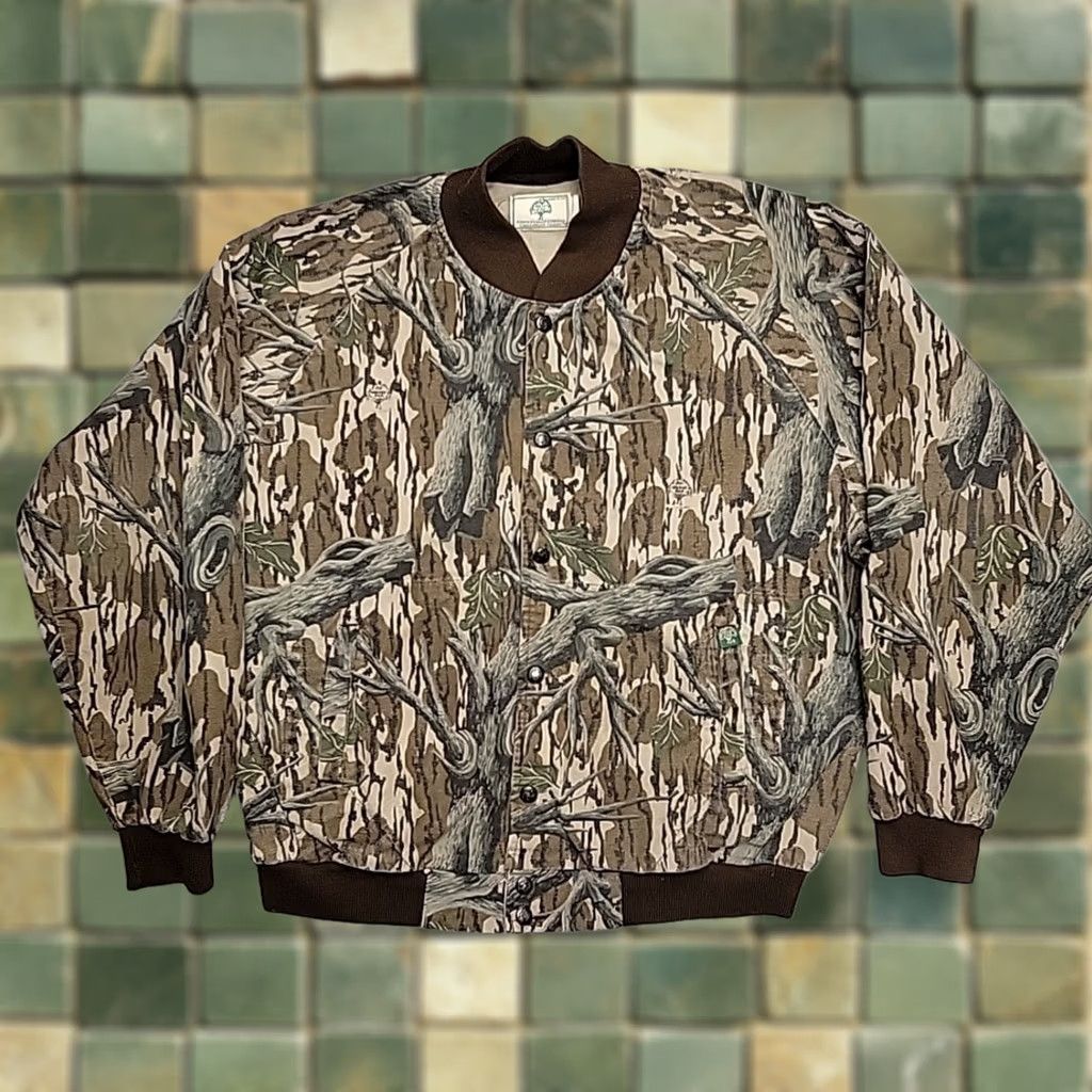 Vintage VINTAGE Mossy Oak Camo Bomber Jacket Mens XL Chamois Cloth Hunting Made in USA Jacket Size US XL / EU 56 / 4 - 1 Thumbnail