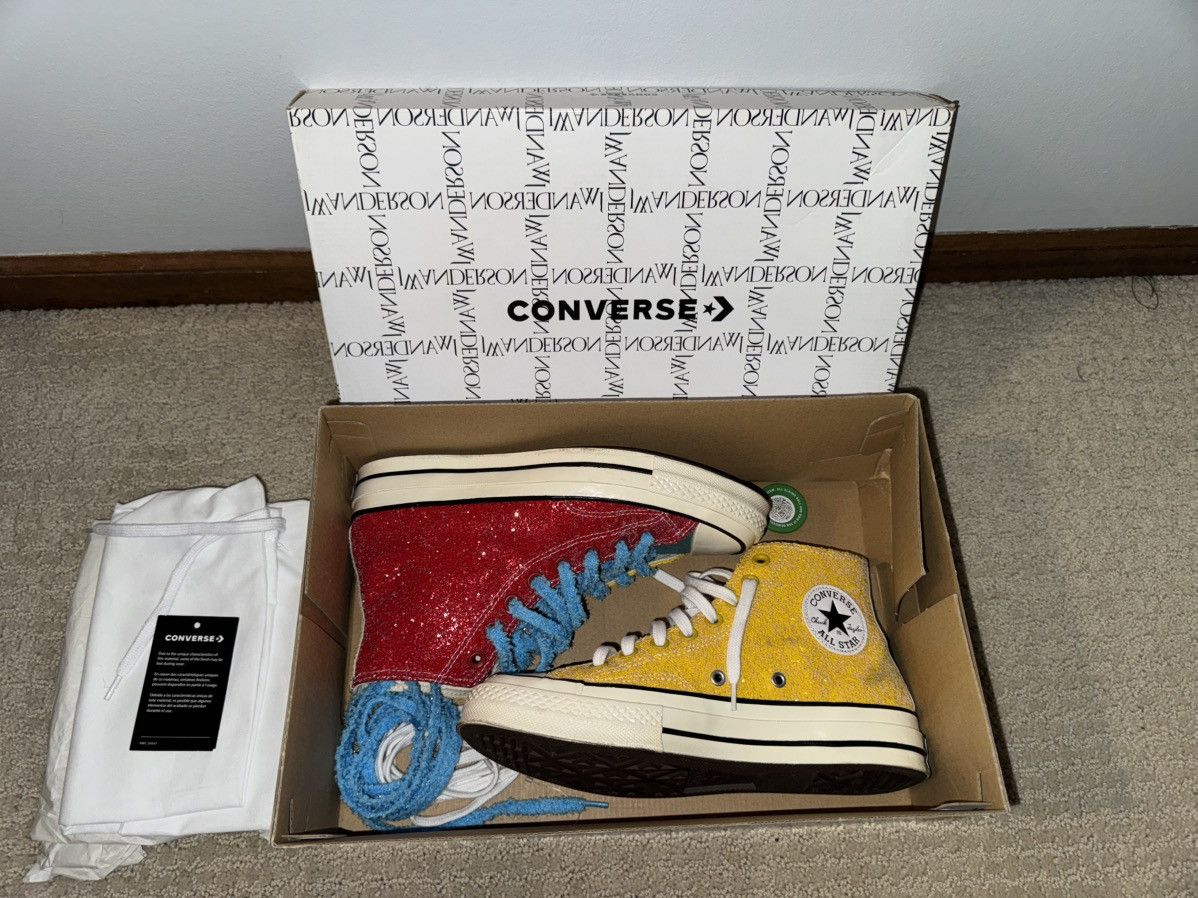 Converse × JW Anderson Converse X JW Anderson Glitter Barbados Cherry/Sulphur-Egret Size US 7 / EU 40 - 3 Thumbnail
