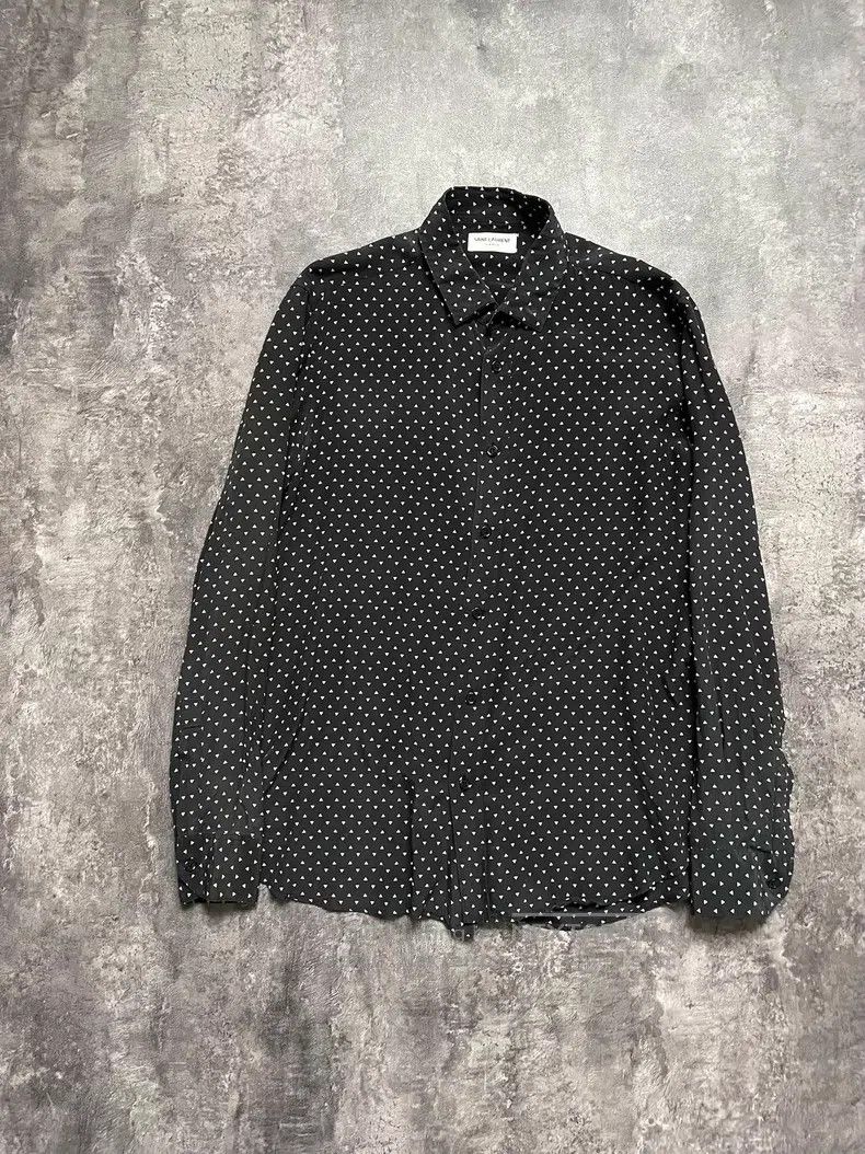 Saint Laurent Paris All-Over Triangle Printed Silk Shirt