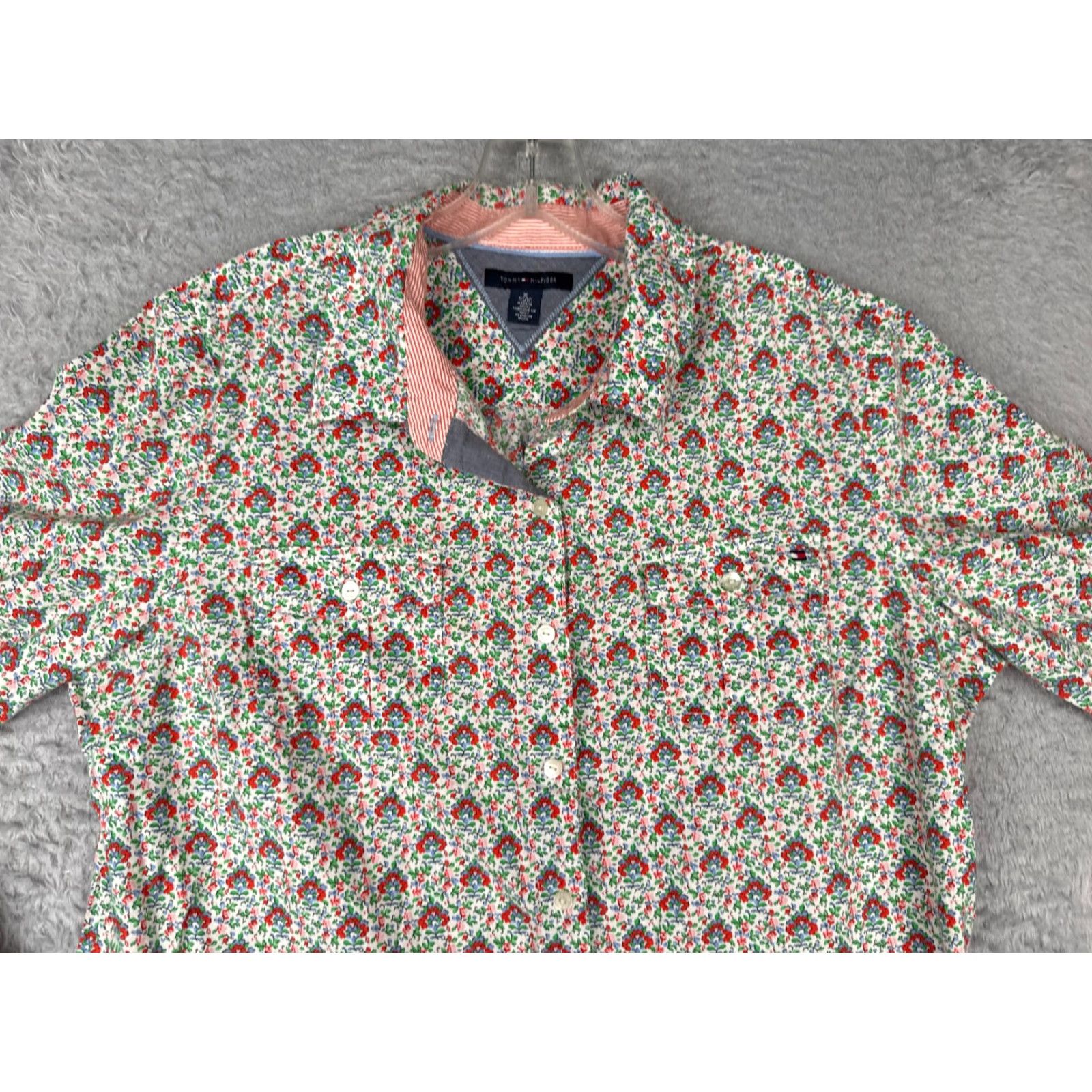 Tommy Hilfiger Tommy Hilfiger Shirt Adult XL White Floral 100% Cotton Long Sleeve Button-Up Womens Regular Size XL / US 12-14 / IT 48-50 - 4 Thumbnail