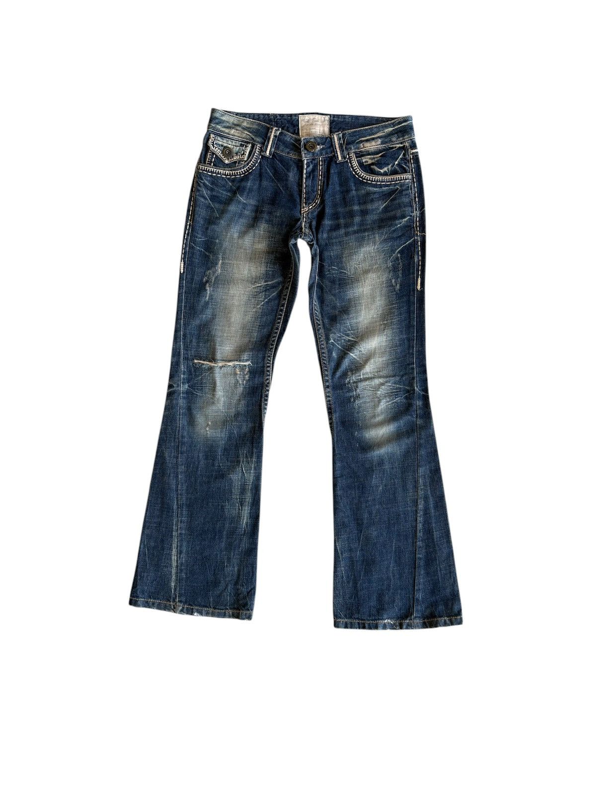 Other Korean Lolita Flared Jeans Streetwear Distressed Denim Size US 33 - 1 Thumbnail