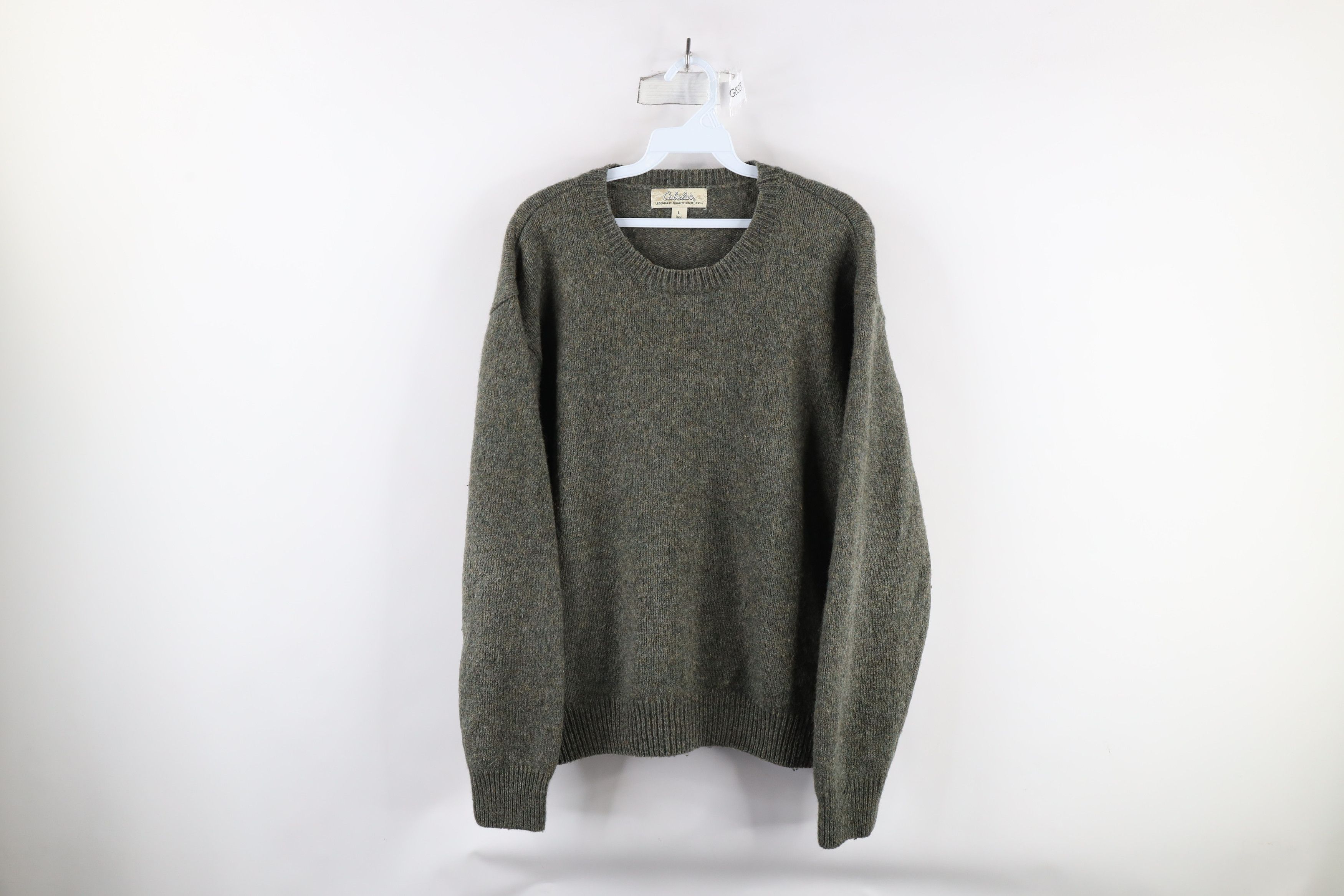 Cabelas × Vintage Vintage Cabelas Blank Wool Blend Knit Sweater Heather Green Size US L / EU 52-54 / 3 - 1 Thumbnail
