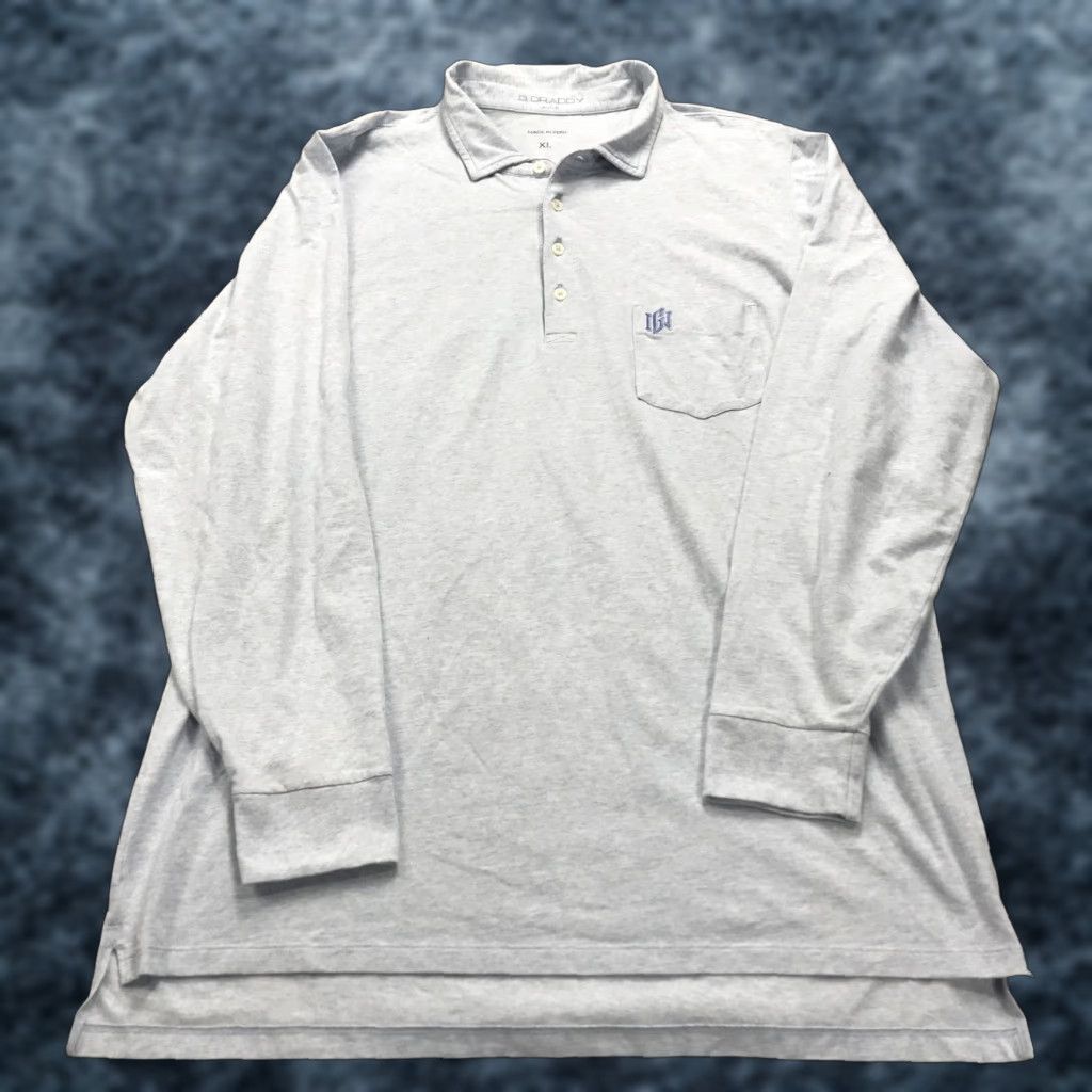 B. Draddy Polo Shirt Mens XL Blue Cotton Blend Long Sleeve Golf Shirt