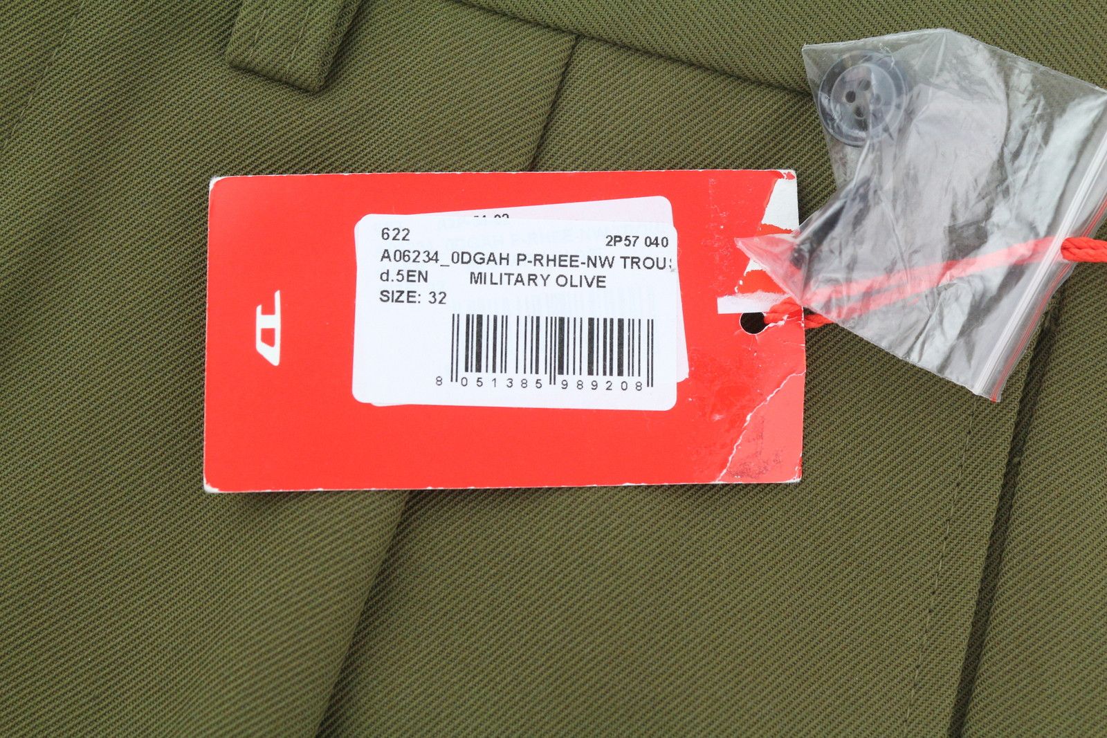 Diesel P-RHEE-NW W32 Green Wool Blend Pleated Zip Cargo 85379 Size US 32 / EU 48 - 9 Thumbnail