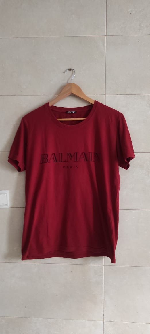Red balmain t shirt deals