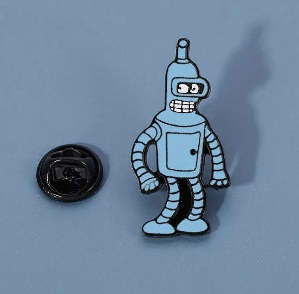 Band Tees Futurama Bender enamel pin Matt Groening Simpsons Cartoon Size ONE SIZE - 2 Thumbnail