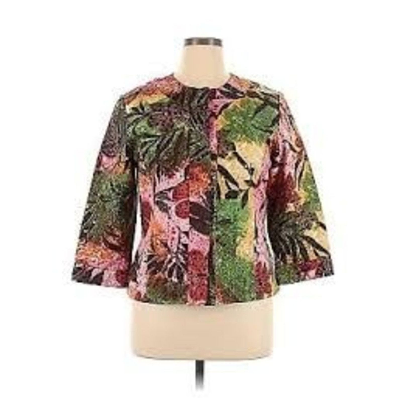 Chicos Chico's Blazer Womens Size 0/4 Tropical Floral Sequin Jacket Size S / US 4 / IT 40 - 1 Thumbnail