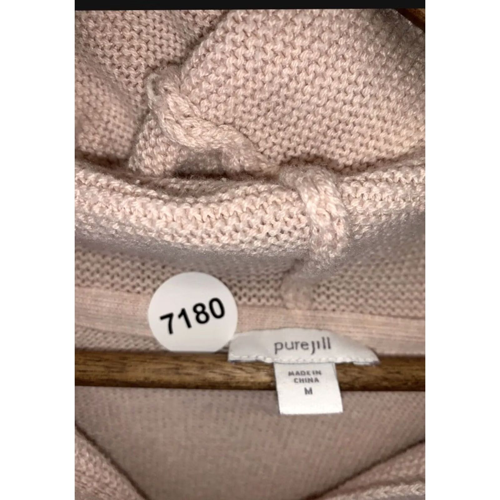 J. Jill J. Jill Silk Blend Hooded Pullover Sweatshirt Pink/Green Knit M Womens Pullover Hooded Silk Blend Knit Sweatshirt Size M / US 6-8 / IT 42-44 - 7 Thumbnail