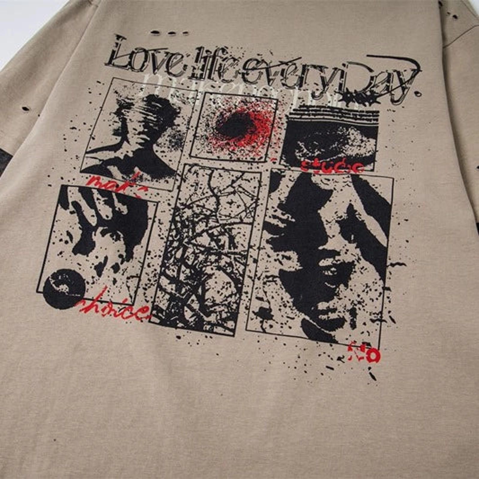 Japanese Brand Graphic Long Sleeve Layered T-Shirt, Camouflage Sleeves Size US L / EU 52-54 / 3 - 5 Thumbnail