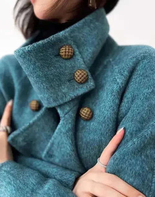 Japanese Brand Blue stand-collar button-down faux wool coat Size S / US 4 / IT 40 - 3 Thumbnail